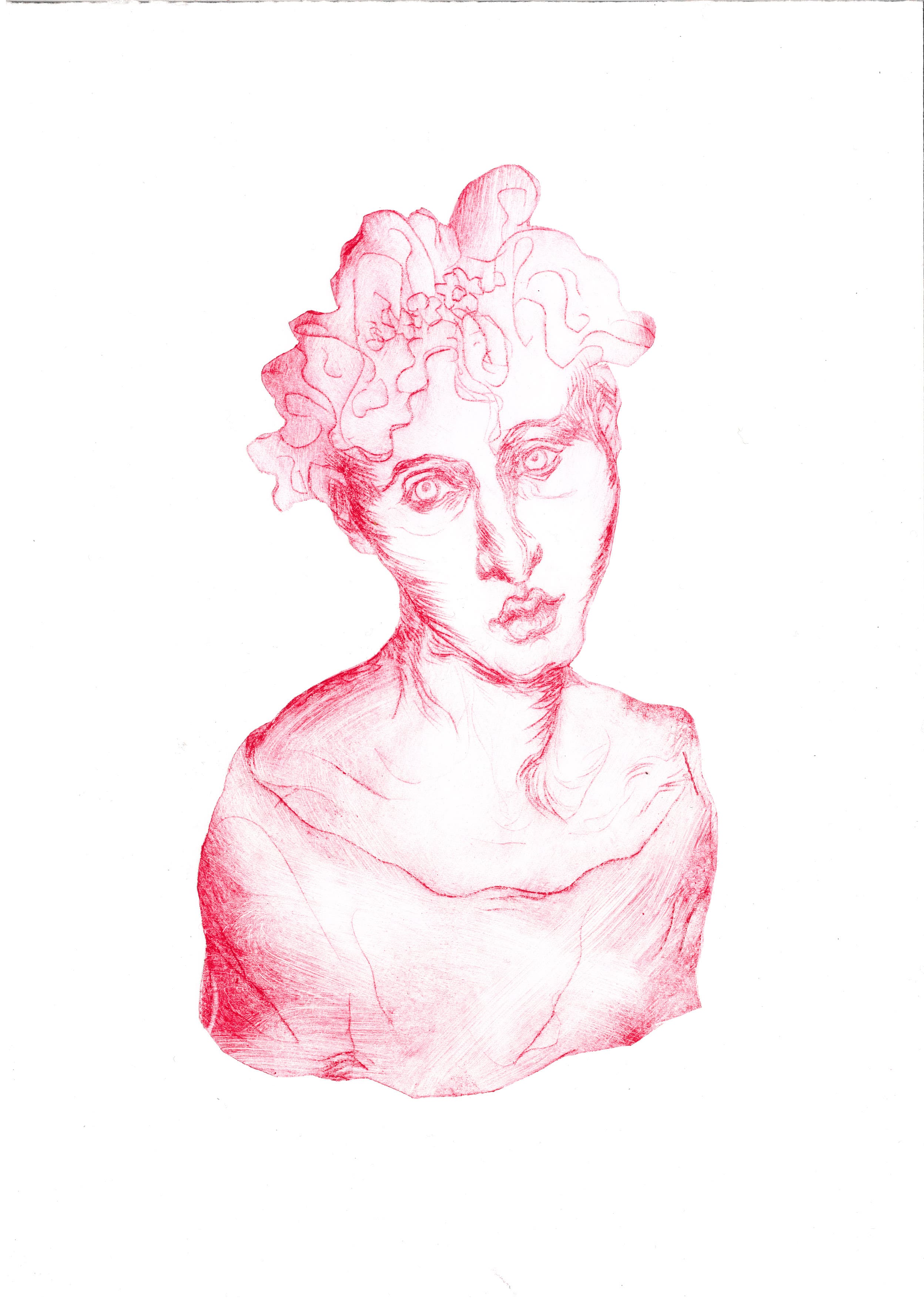 #6Drypoint etching on polyester, cut out, 21 x 29,7 cmSerie: Pink etchings