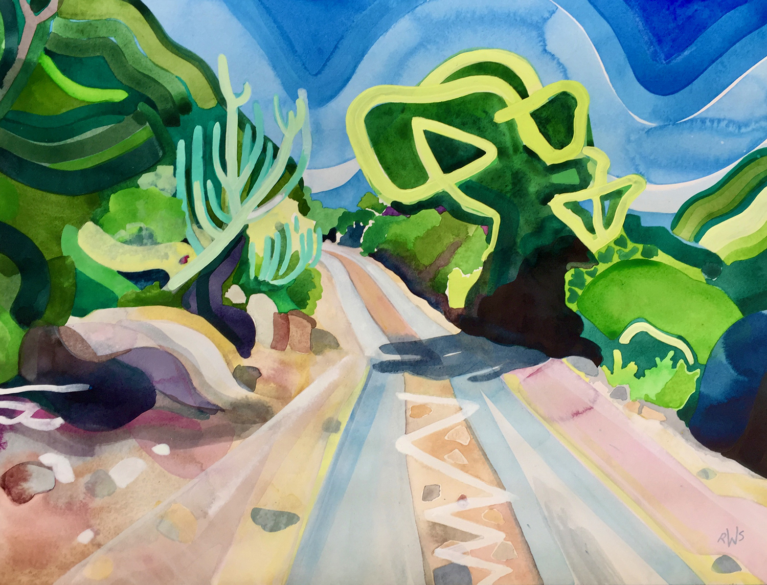 road. watercolor + ink on arches. 18 x 24 inches