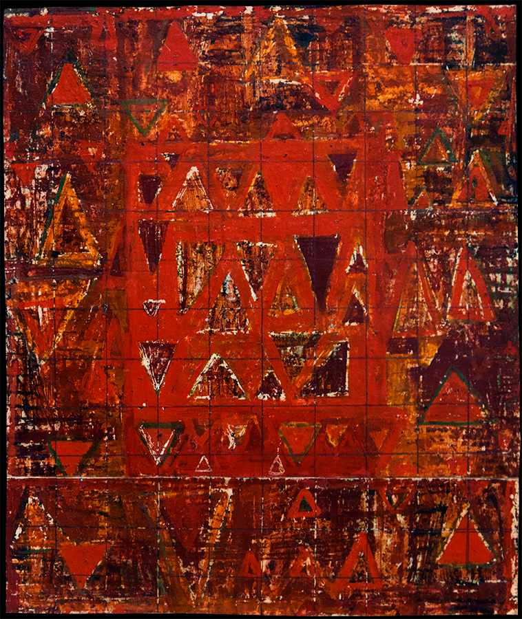 Design for handmade carpet. Gouache, wax. Painting on cardboard. 1950's