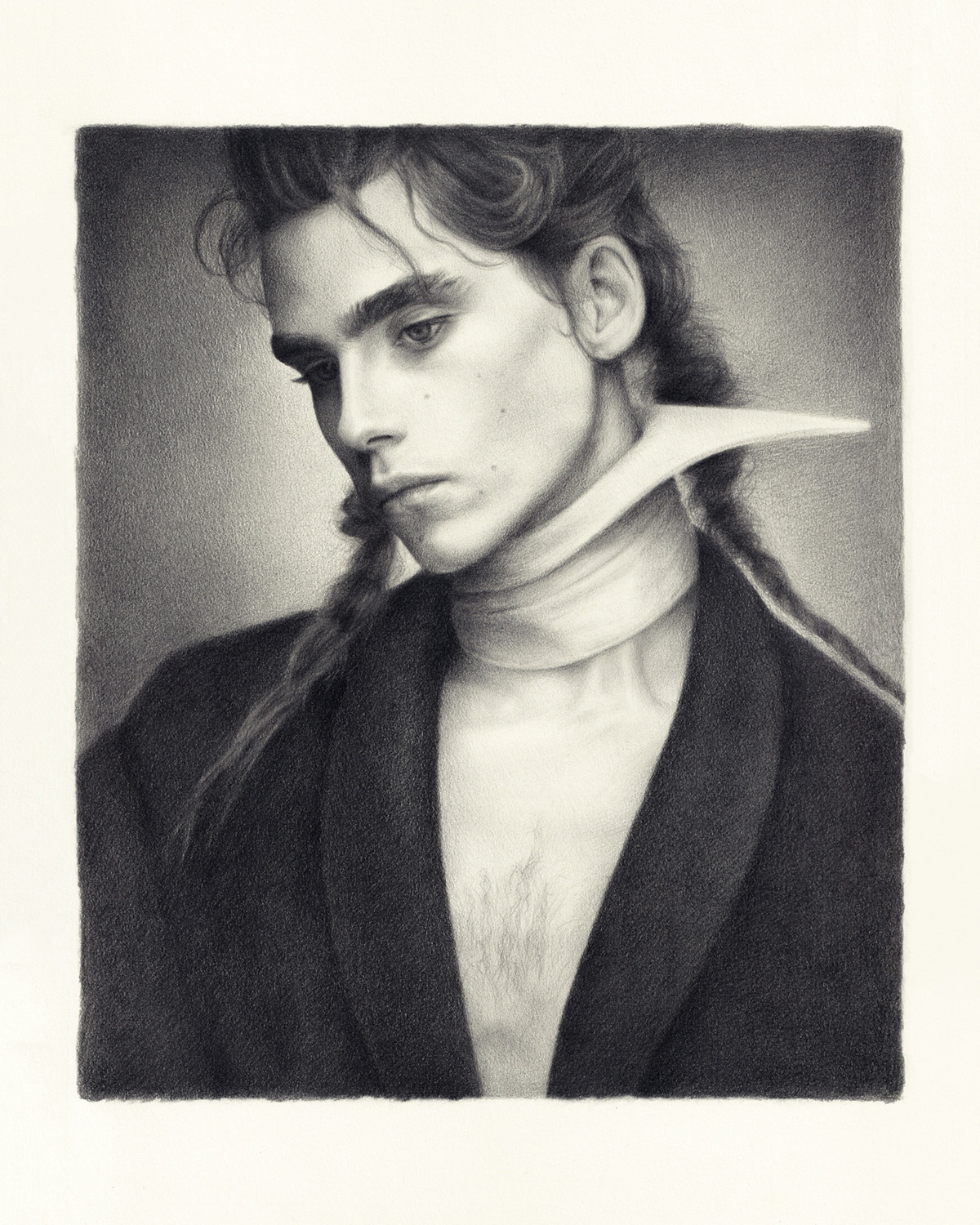 Look 2, 2024Graphite on paperfrom Maison Margiela S/S 2024Model: Frederic Bittner
