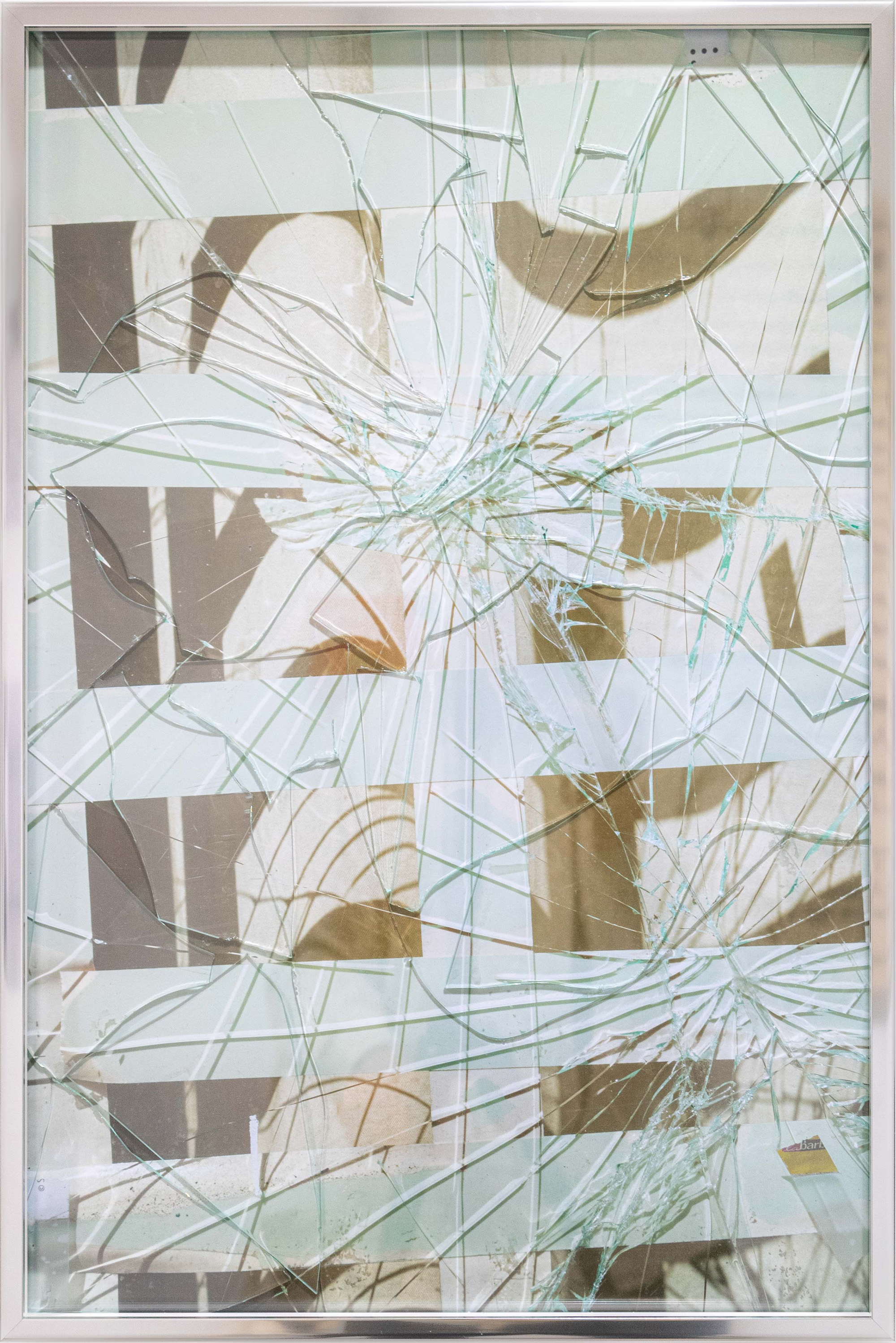 practiced runnin' (print on paper, shattered glass)