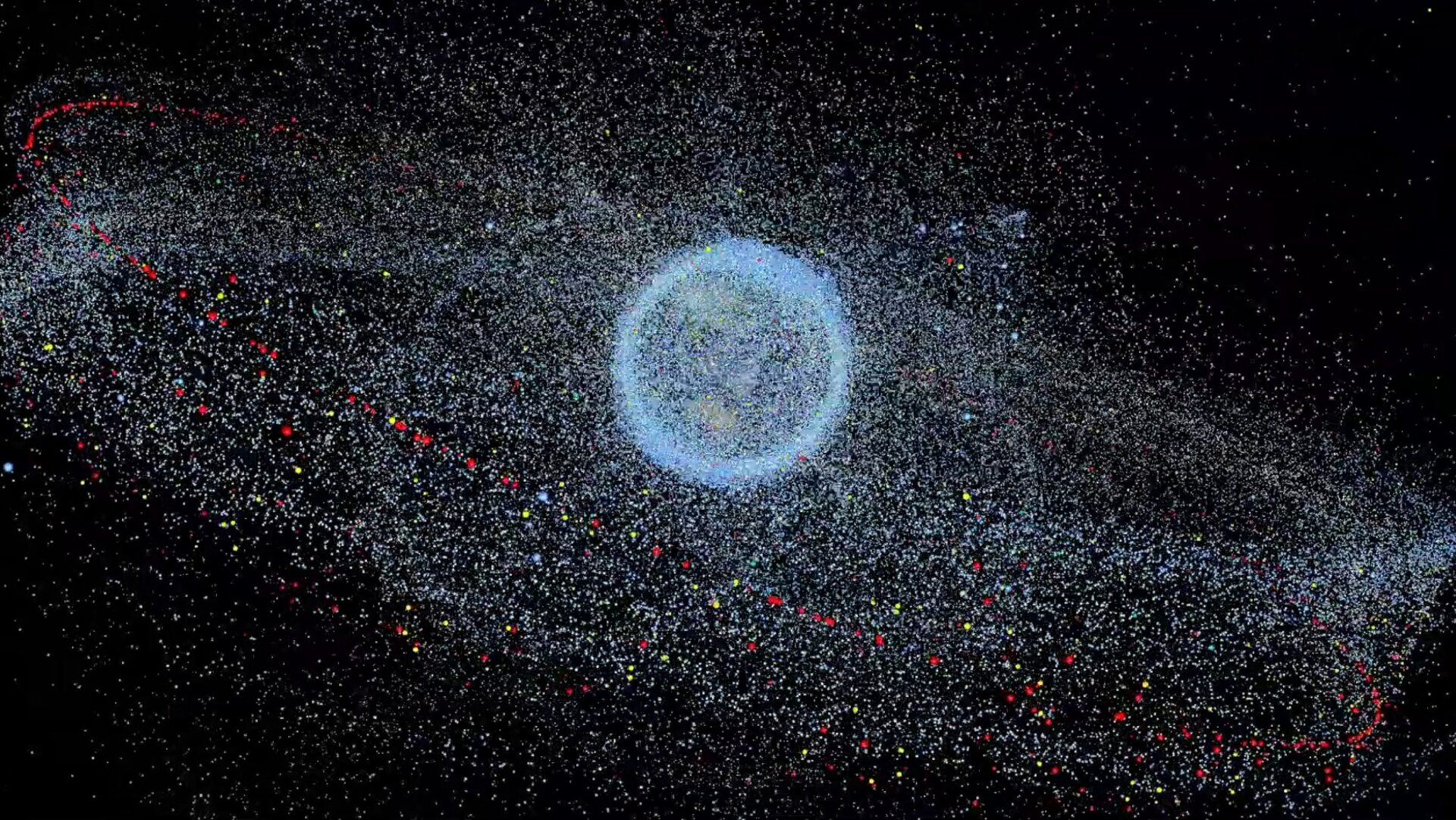 Current projected space debris orbiting the Earth as of 2019, by ESA.