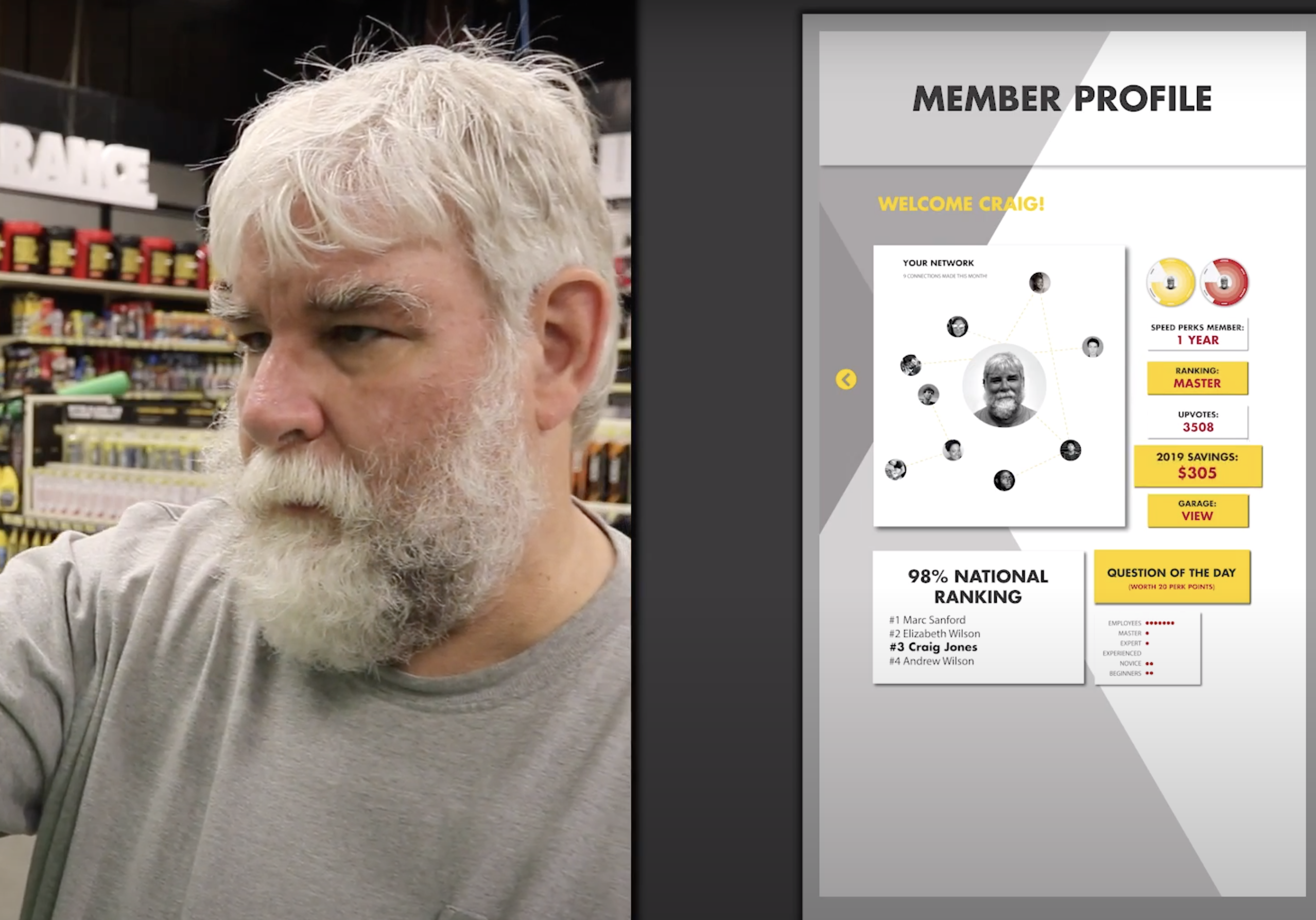 The Expert, Craig, accessing his member profile