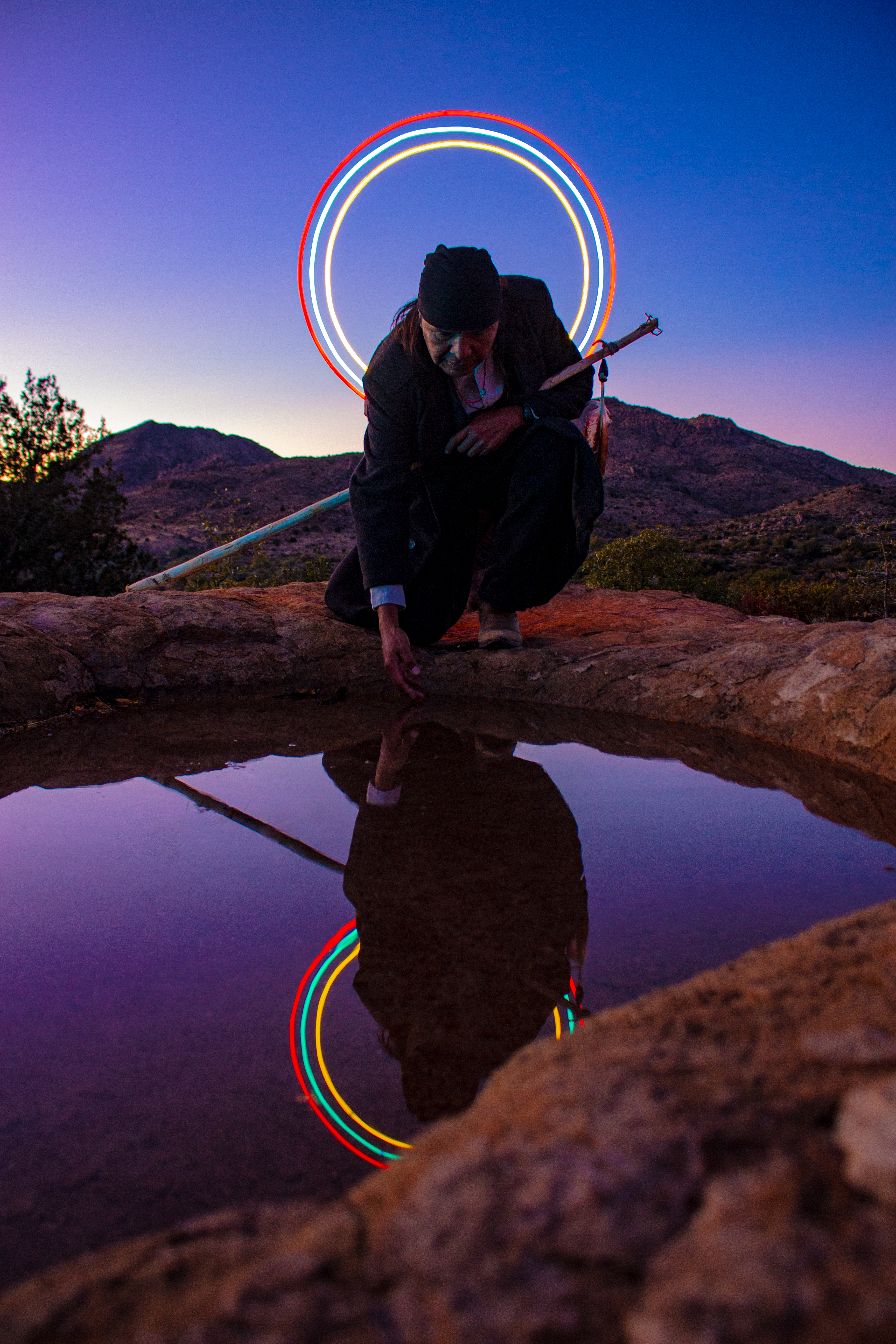 Portrait of Dr. Wendsler Nosie, Sr. for the Apache Stronghold and the San Carlos Apache fight to save Oak Flat, 2021. Image courtesy of the artist.