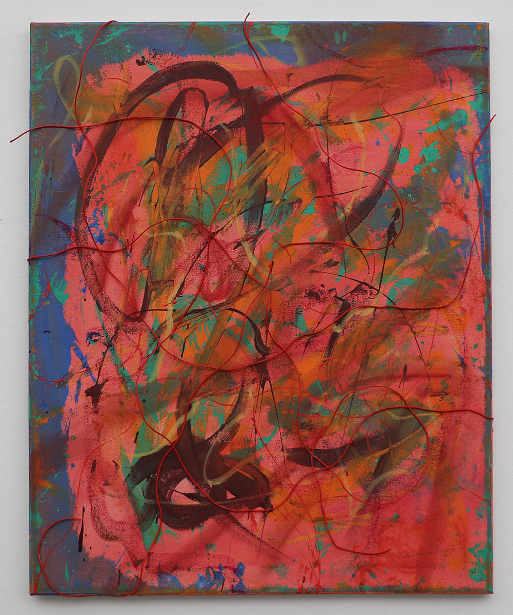 UntitledAcrylic, Oil, Pastels, and String on Canvas 24x30"