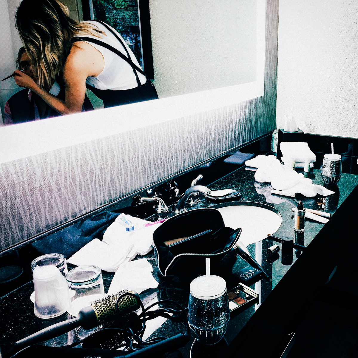 May 14, 2016: Preparing for the night out with two brides and four bridesmaids.