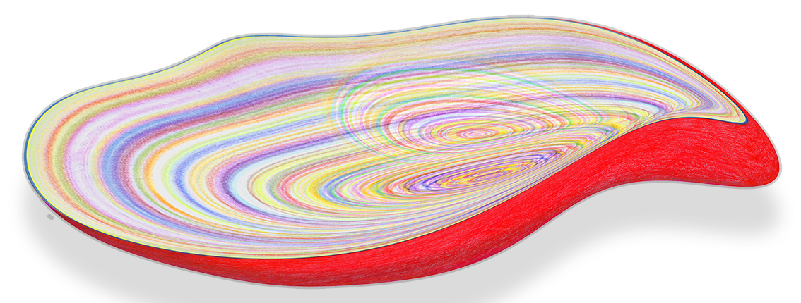 DESSIN SPACEMAKER Forme 2 – 2023. 42 x 68 cm. Travail digital imprimé d’après dessin crayon, et encollé sur support semi-rigide découpé. Matrice pour la peinture collage SpaceMaker 4 Après la pluie
