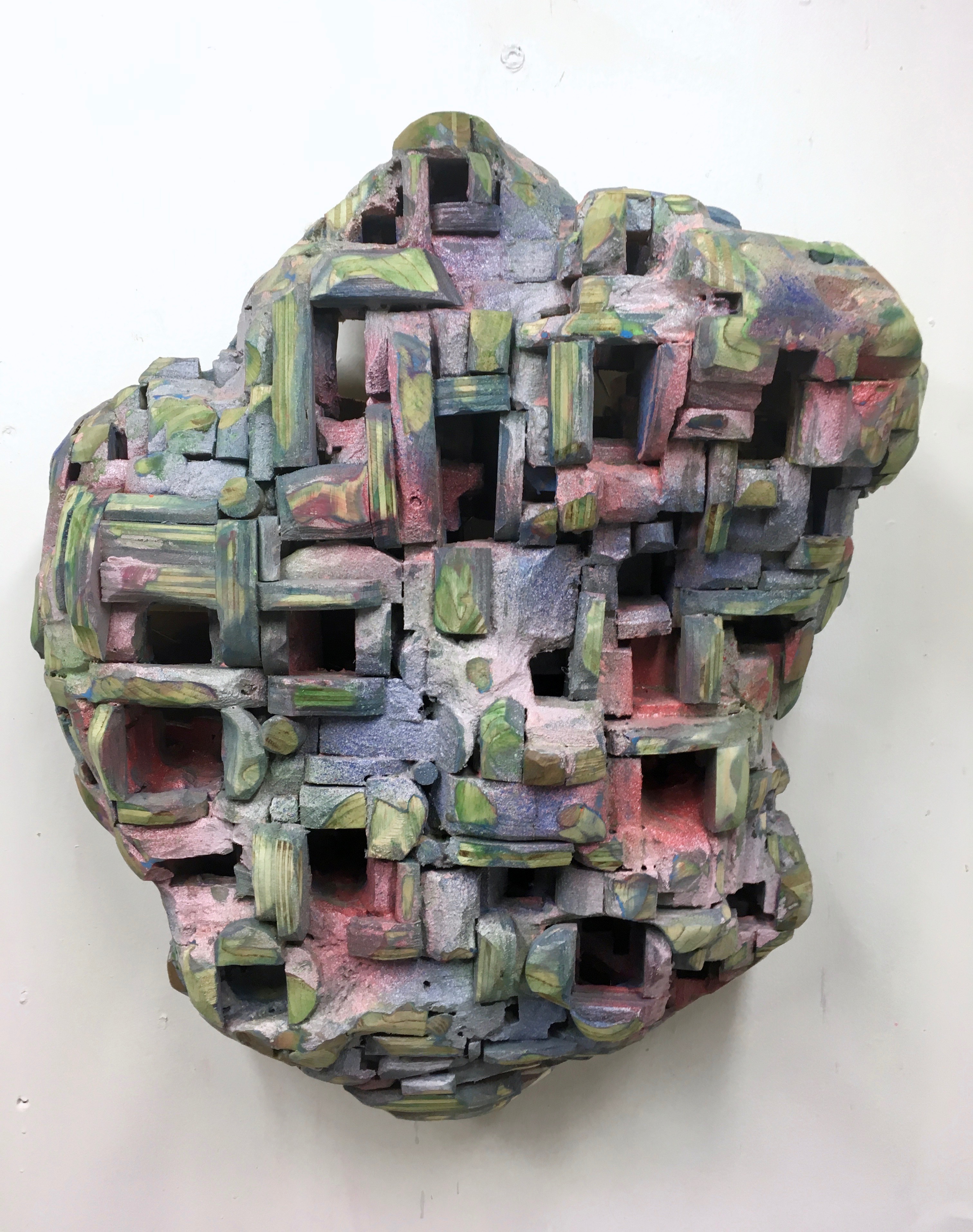 Mountain Sanctuary , 2020, 20” x 19” x4” wood and paint