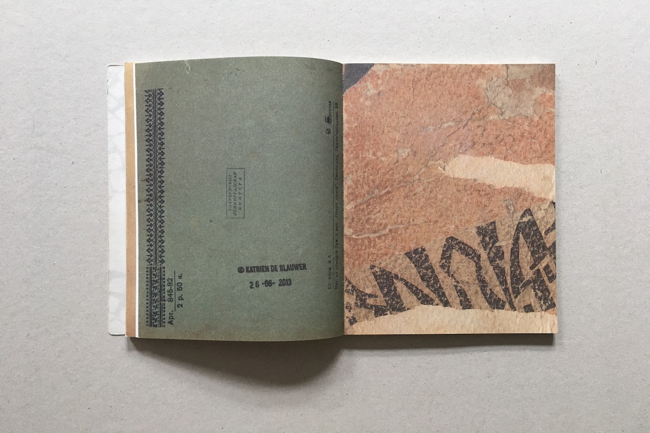 alt="Katrien de Blauwer's book spread of backsides"