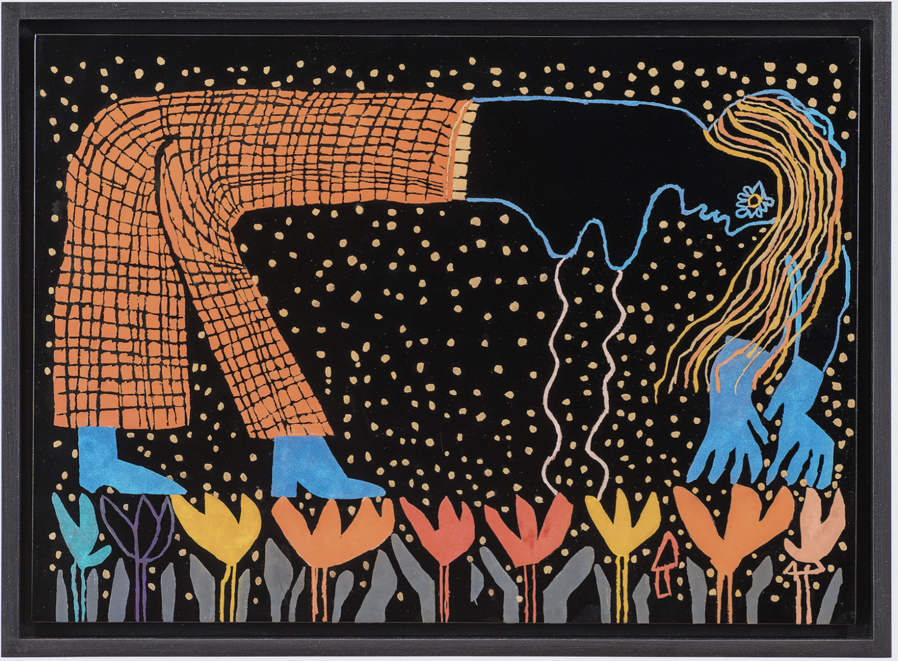 “Gardener,” 2019, pigment on wood, 11 ¹¹⁄₁₆" x 16 ¹⁄₂” 