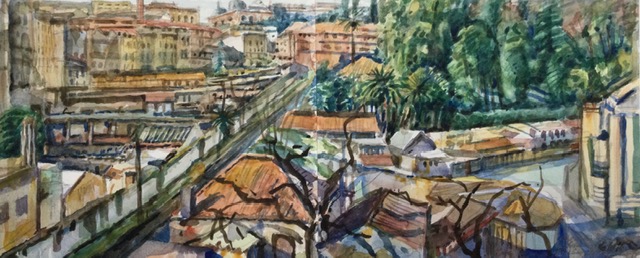 Lissabon, botanische tuin 1994 - watercolor 22x53 cm