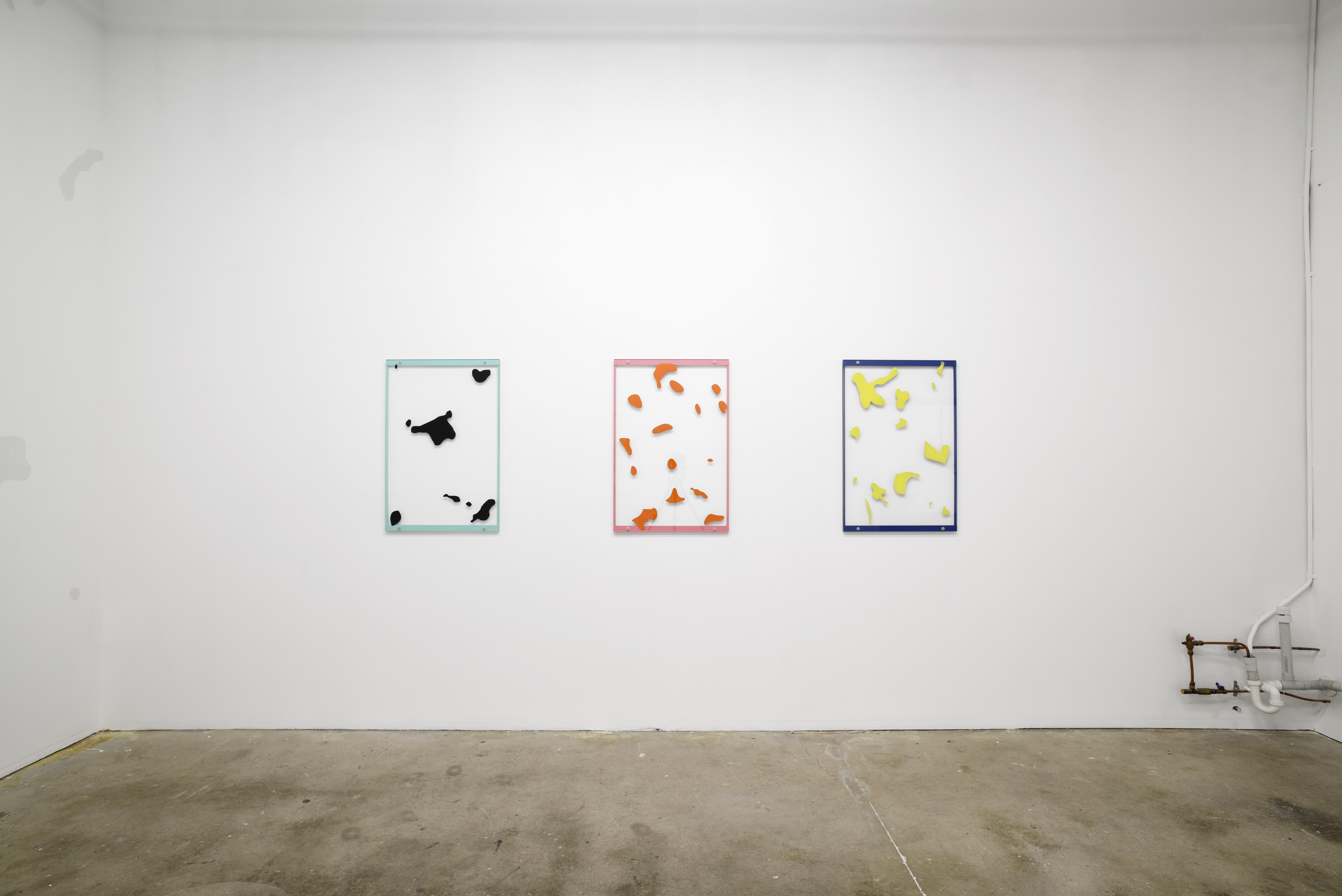 Reading, Religion and Cryptic at Outerspace ARI, 2019, Automotive lacquer, glass, steel and stainless steel fixings, 90cm x 60cm