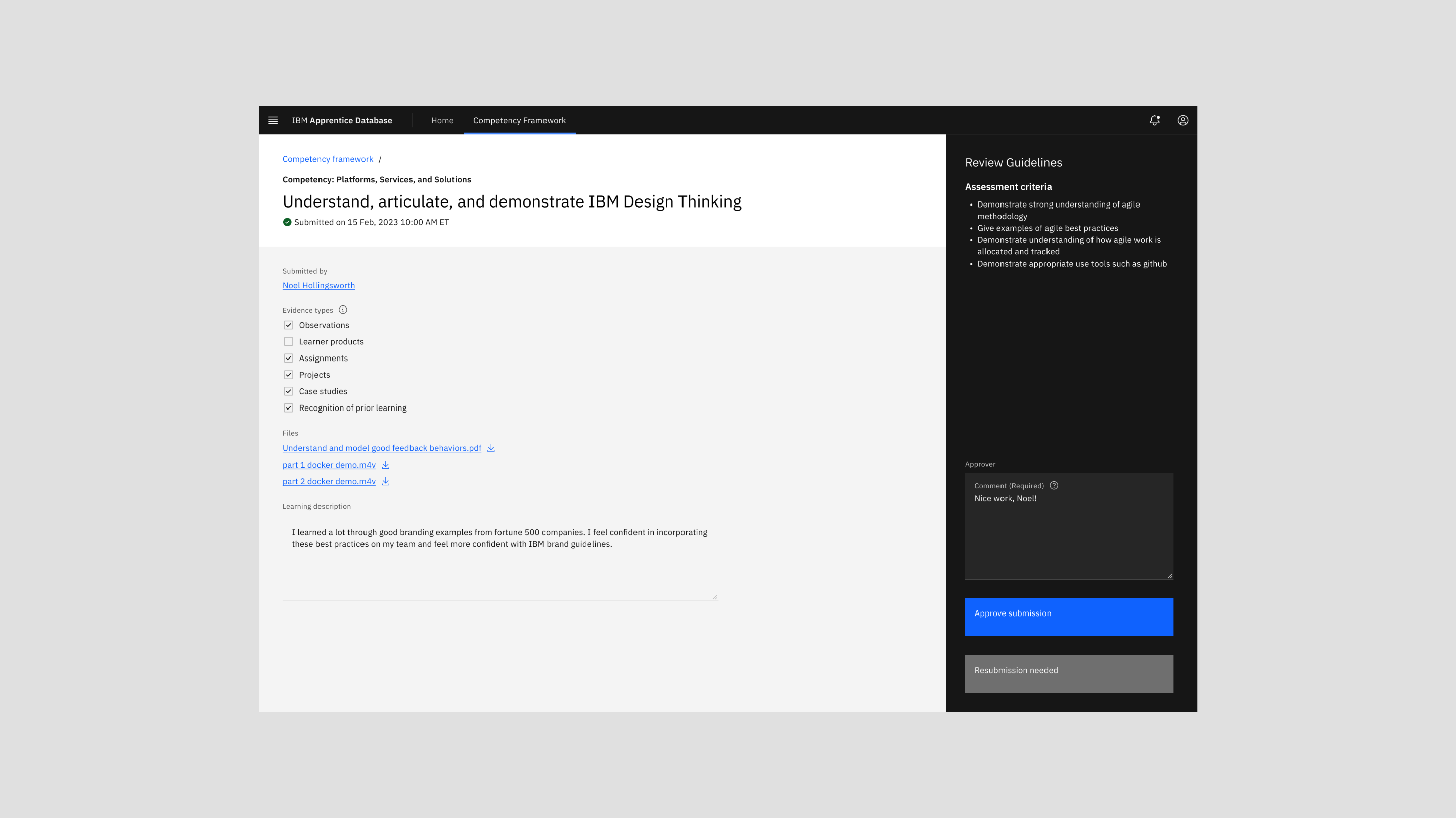 Approver review page