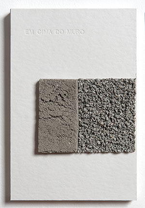em cima do muro   I   tijolo de cimento moído e aglutinante sobre papel cartão   I   20 x 30 cm