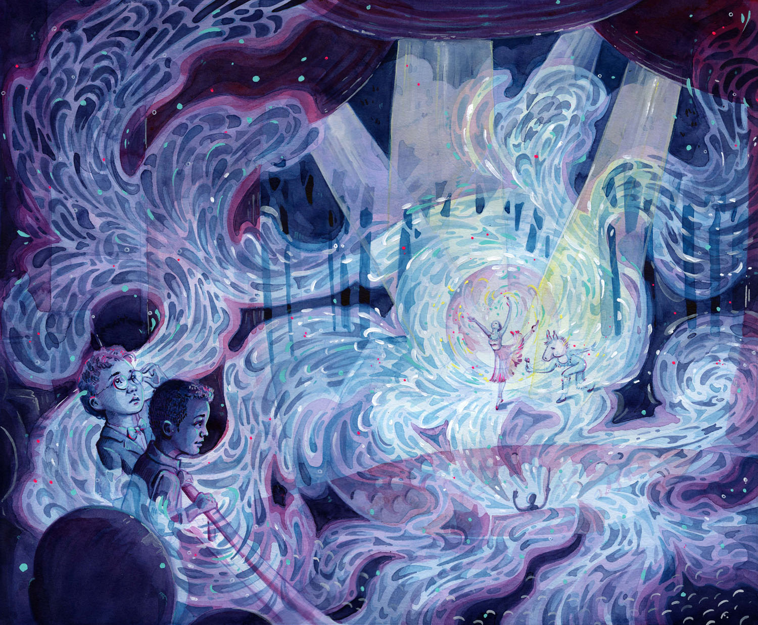 Ethereal PerformanceInk, Gouache and Colored Pencil, 16&rdquo; x 13&rdquo;, 2022