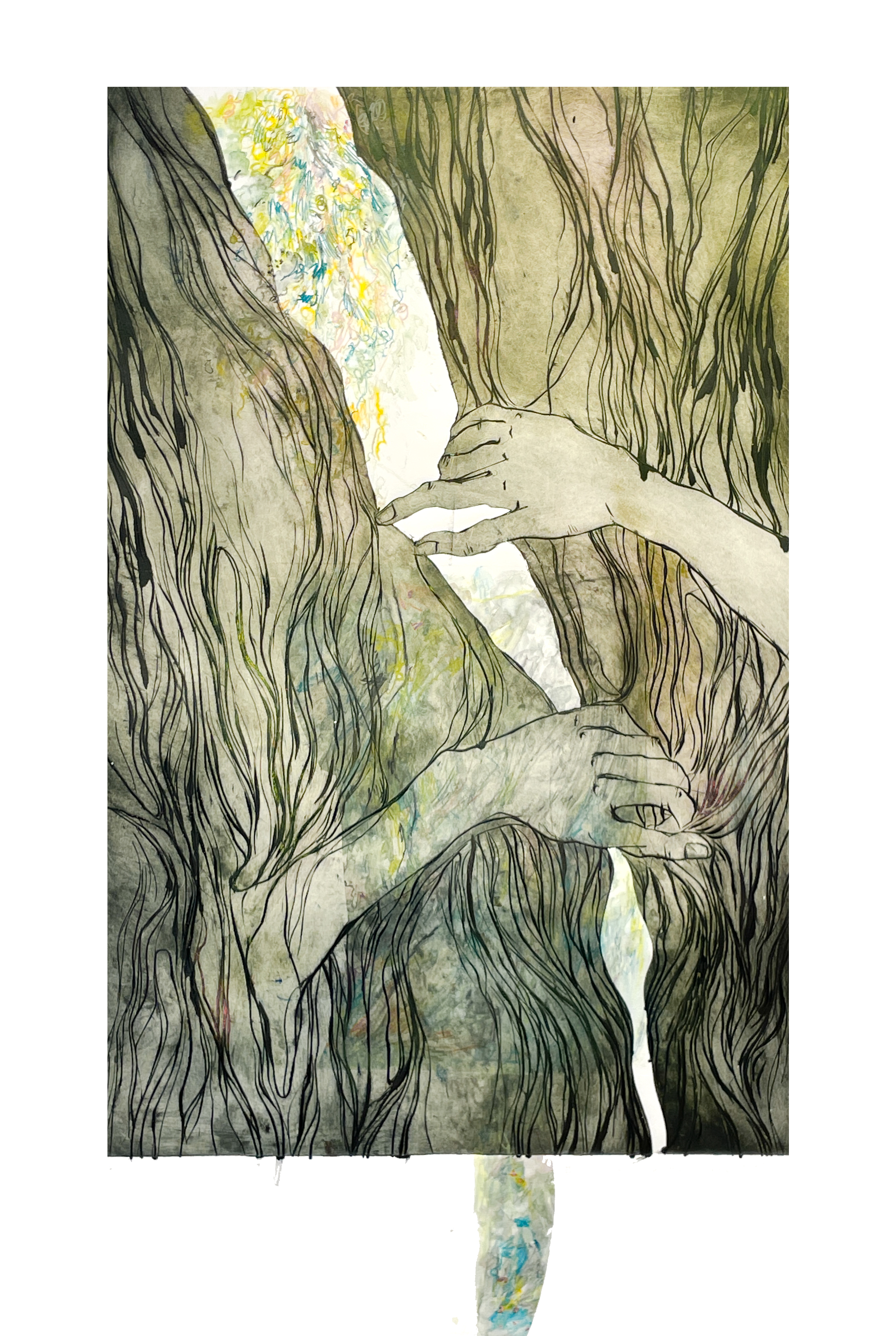 Unveil, Watercolor Monotype on Intaglio