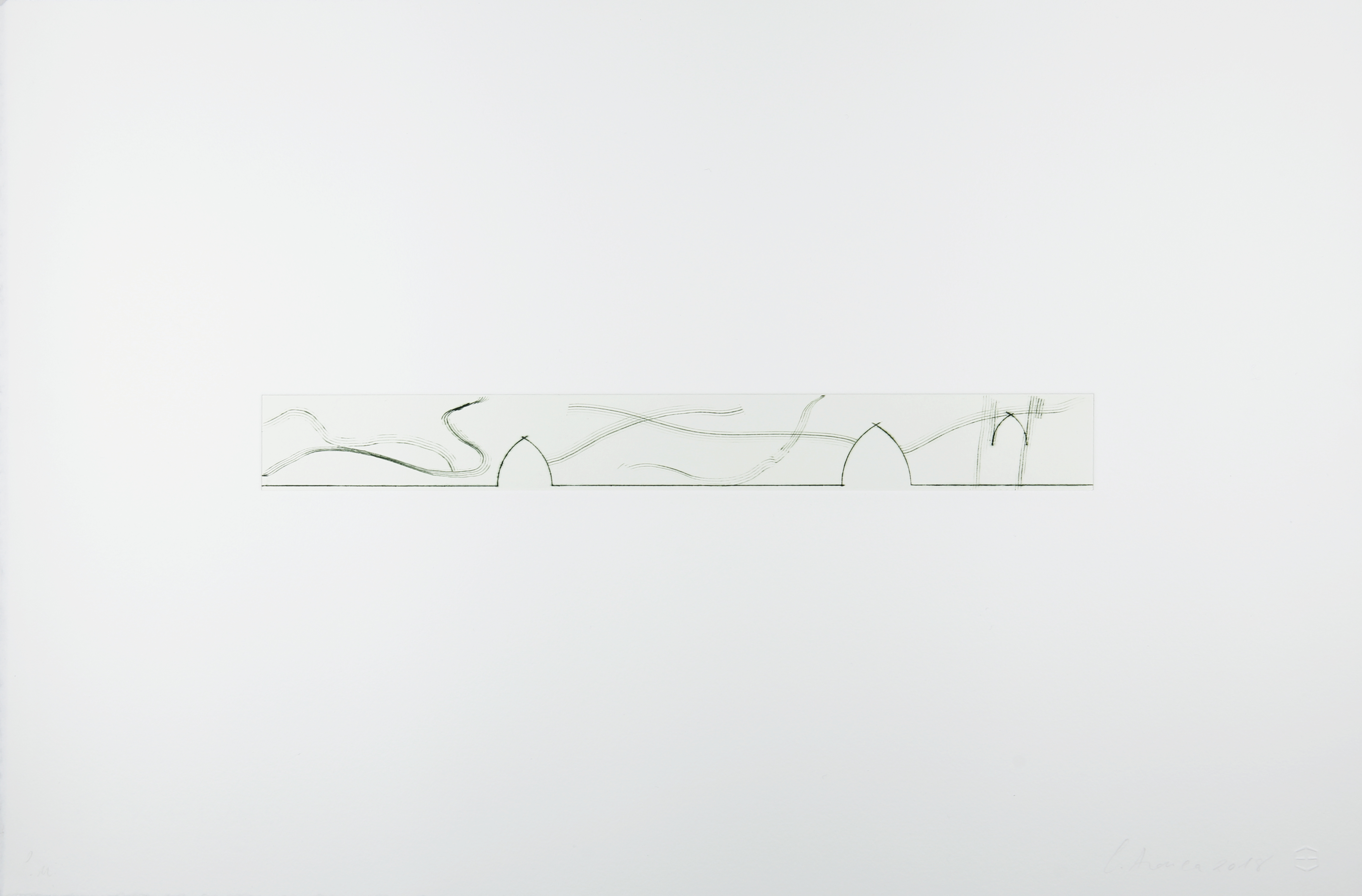 Untitled, 2018, drypoint, chisels and multiple lining tools on Velin BFK Rives paper, 60 x 40 cm