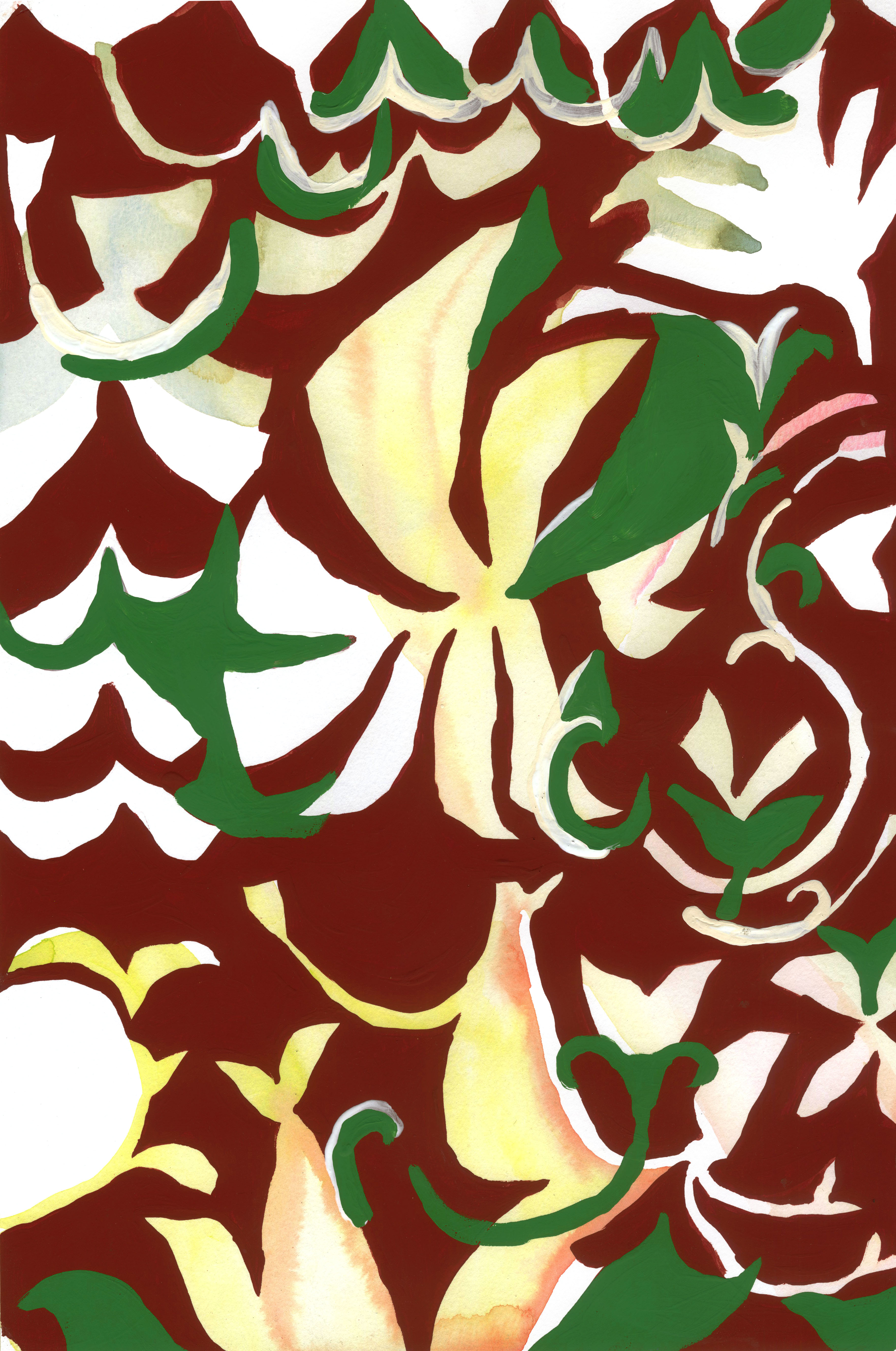 Abstraction V, flashe and gouache on paper, 2019
