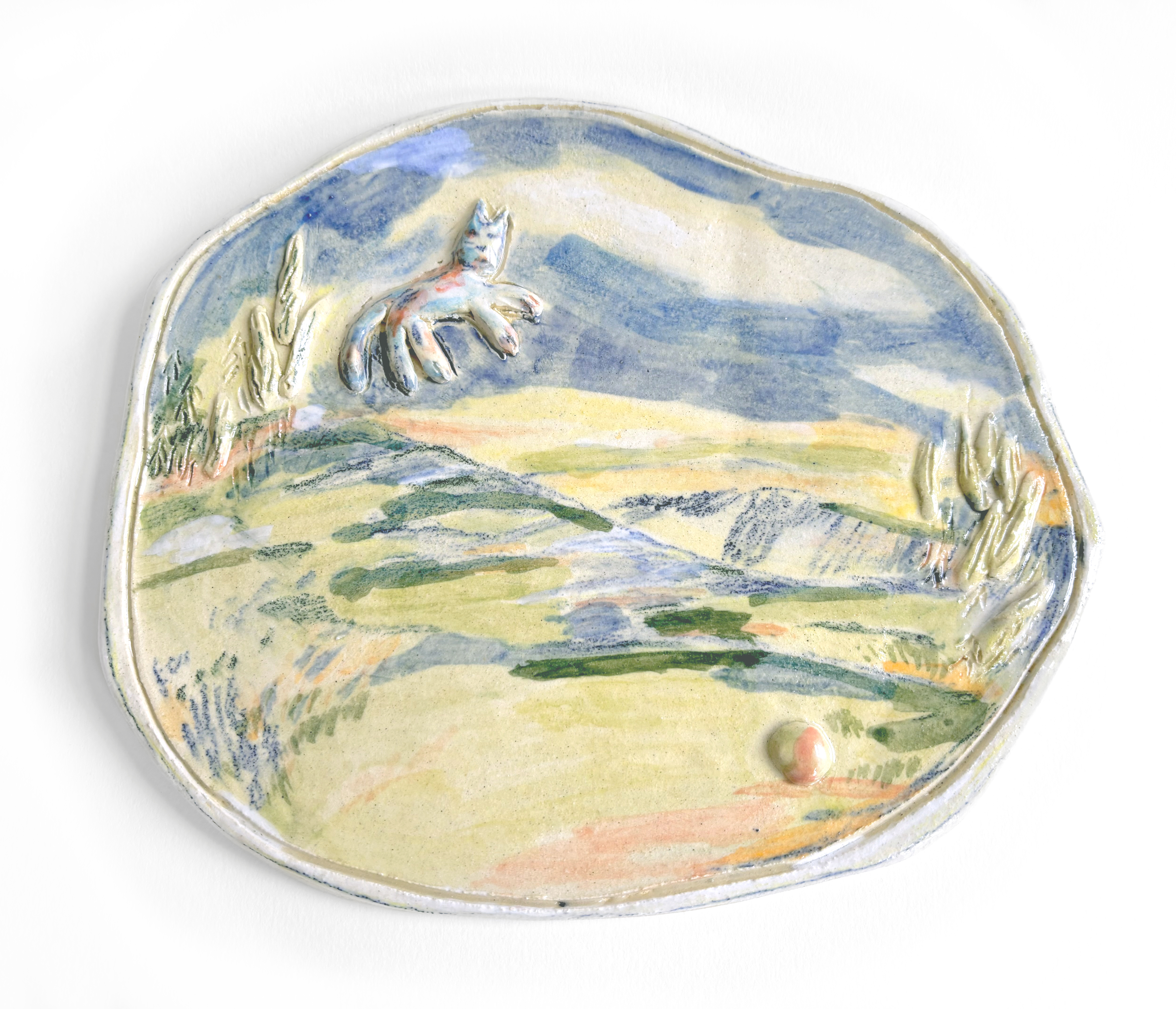 „A cat from Wetlands", H17cm x W20cm, glazed ceramics, 2024