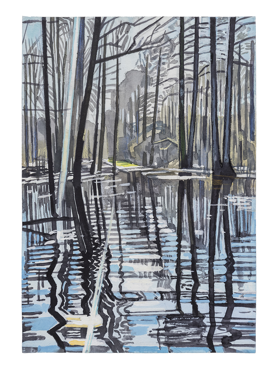 Mykolé Flooded Forest, 2025 Aquarelle sur papier 26 x 18 cm Courtesy de l'artiste et de la Galerie Anne de Villepoix