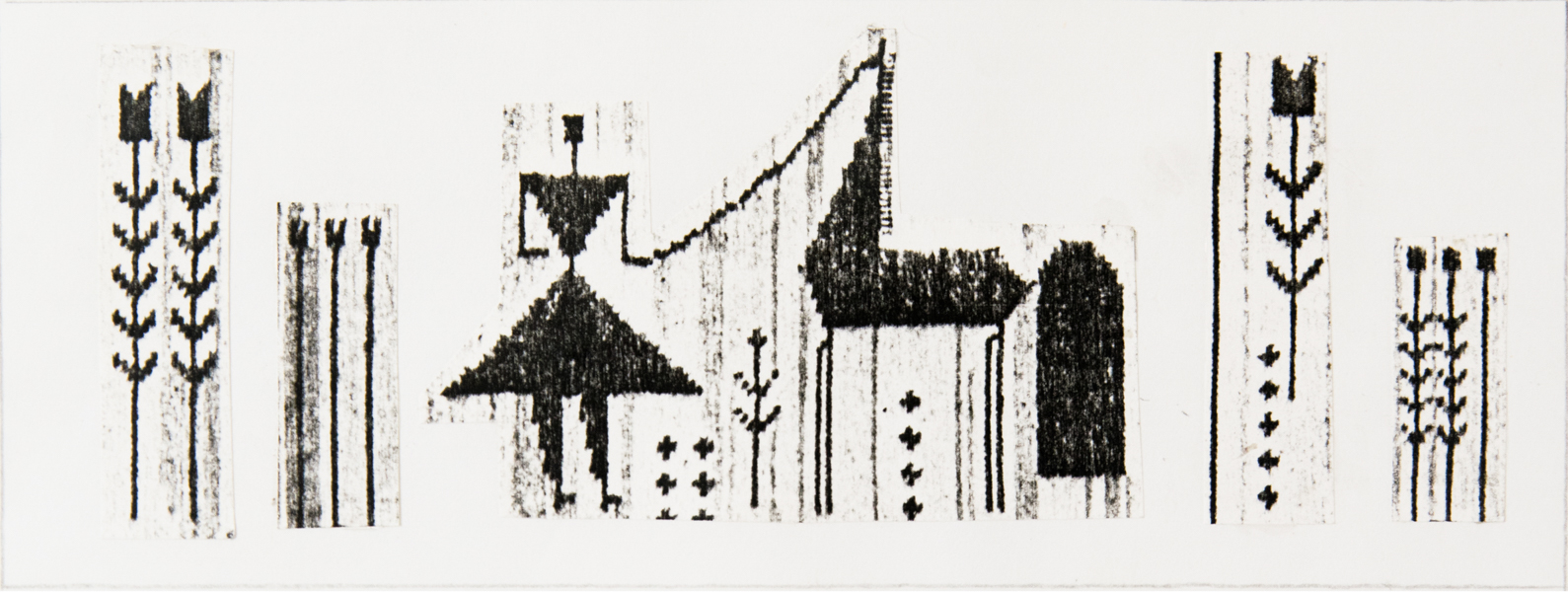 Design for handmade carpet. Collage. Xerox copy on cardboard. 1980's