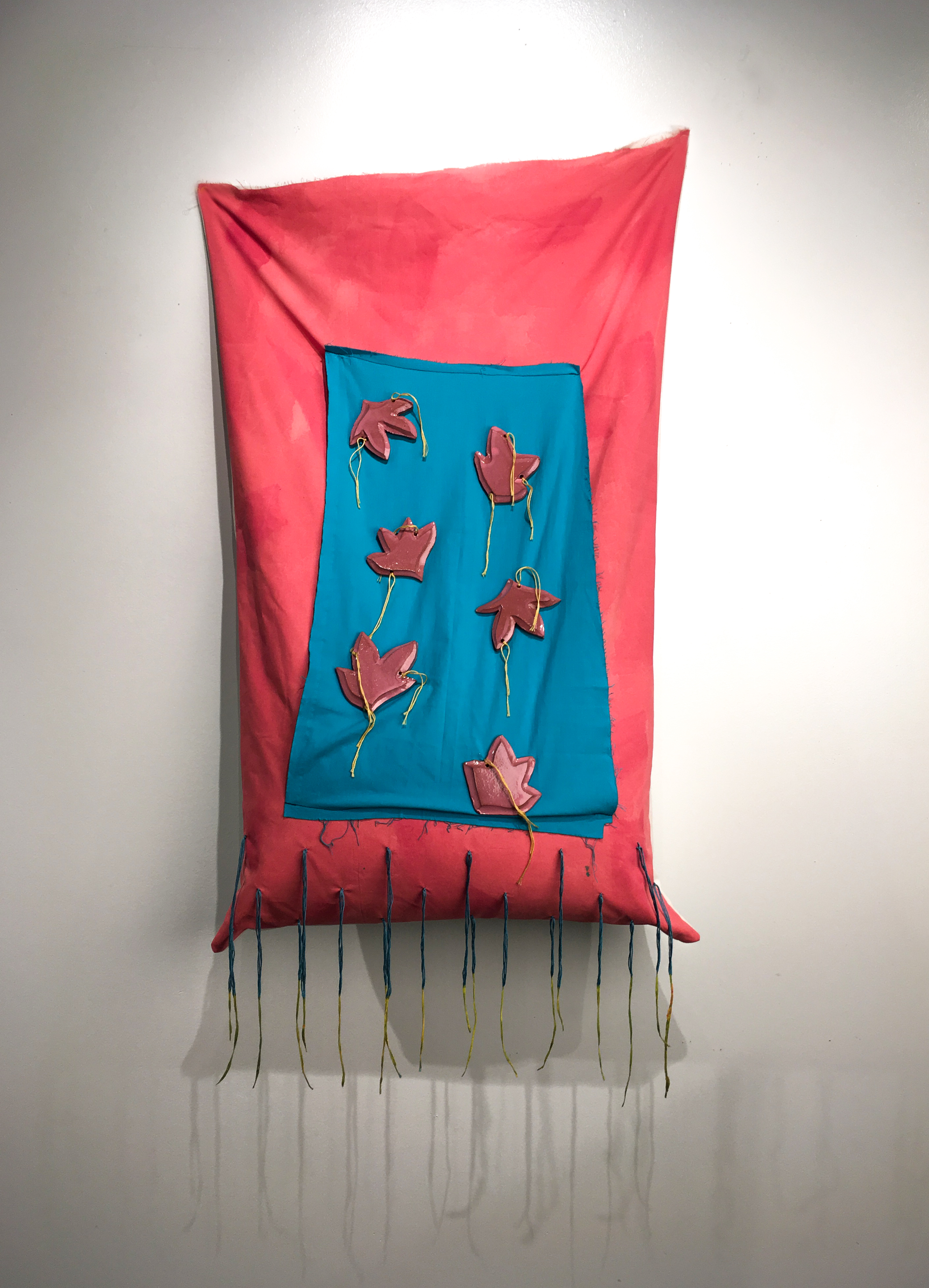 Stuff, 2018, cotton, thread, latex paint, terra-cotta, glaze, polyfil, 46" x 21" x 8"