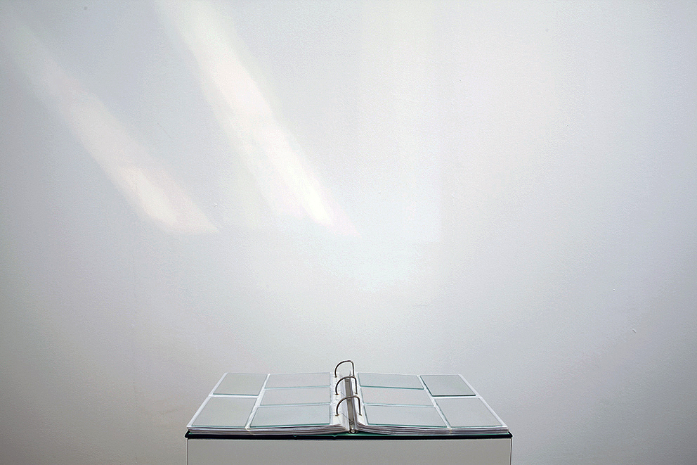 Untitled, 2012, Mirrors, Photo Album, Wood and Formica stand, 75x50x35 cm