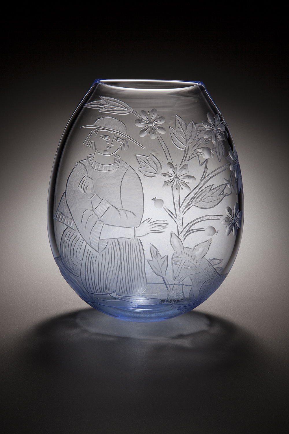 Friends, 2025, Wheel engraved blown glass, 8.75 x 6.75 x 2.5 in.