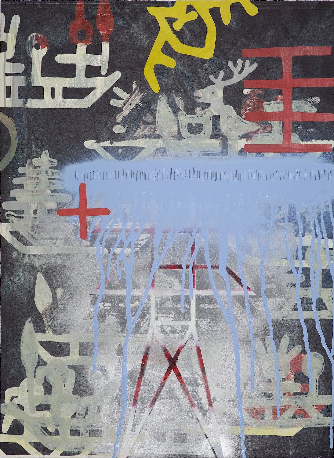 Red Star, 2016, Monotype, stamp, relief, stay paint and collage, 30 x 22 in. (loan 12/24)*