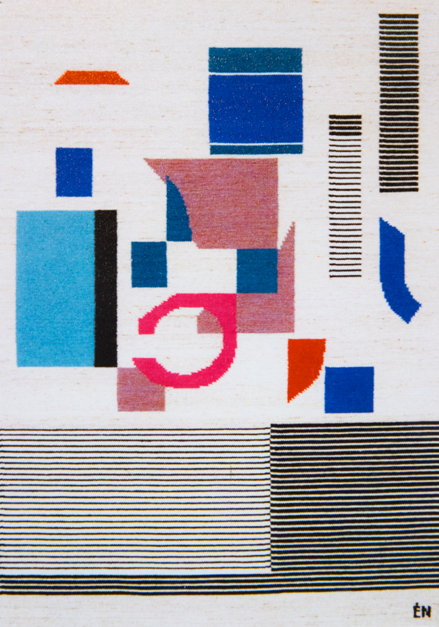 Handwoven wool rug. Serial production. 1990's