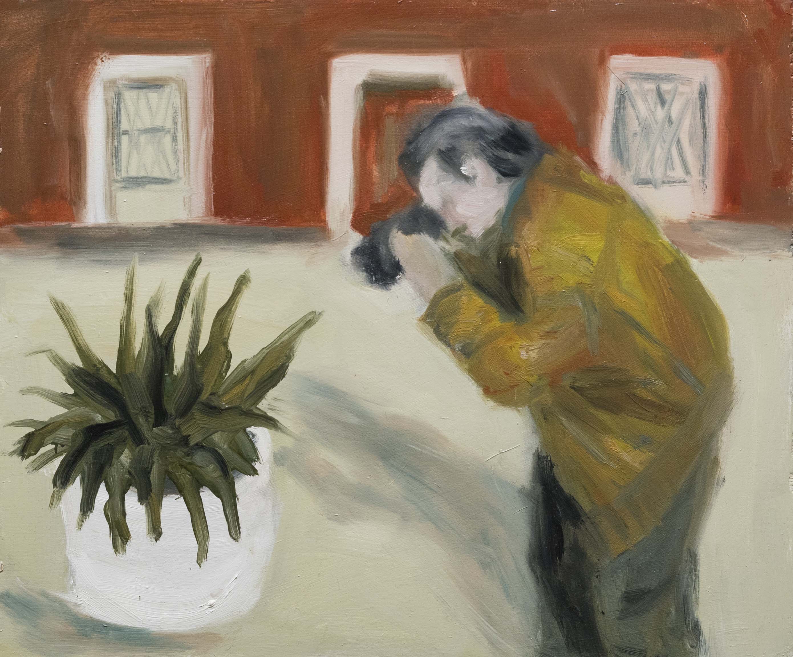 With a Camera. 2017. oil on wood. 8x12 inches. 20x31 cm.