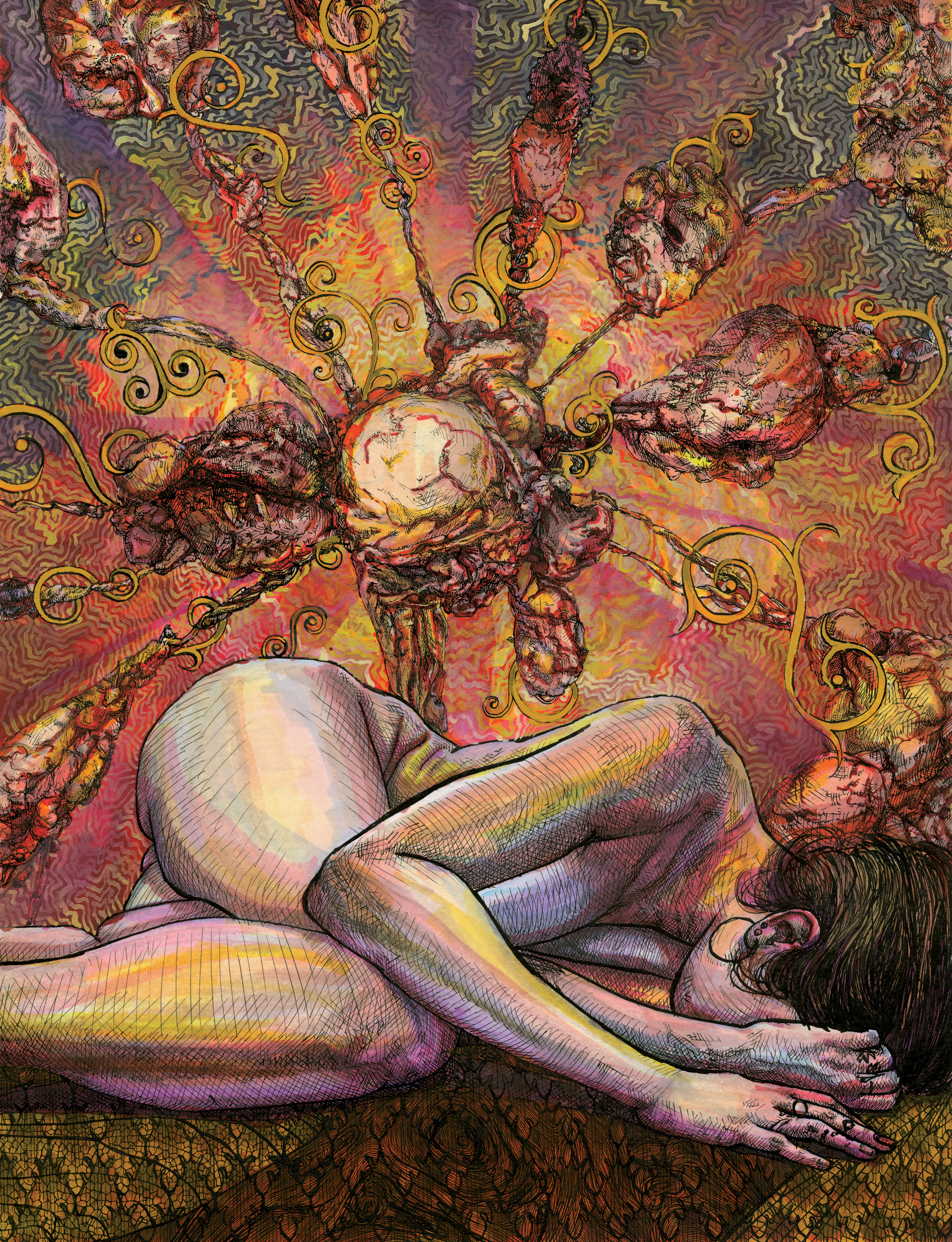 How Amazingly Unlikely Is Your Birth. Ink and marker on paper, 2017