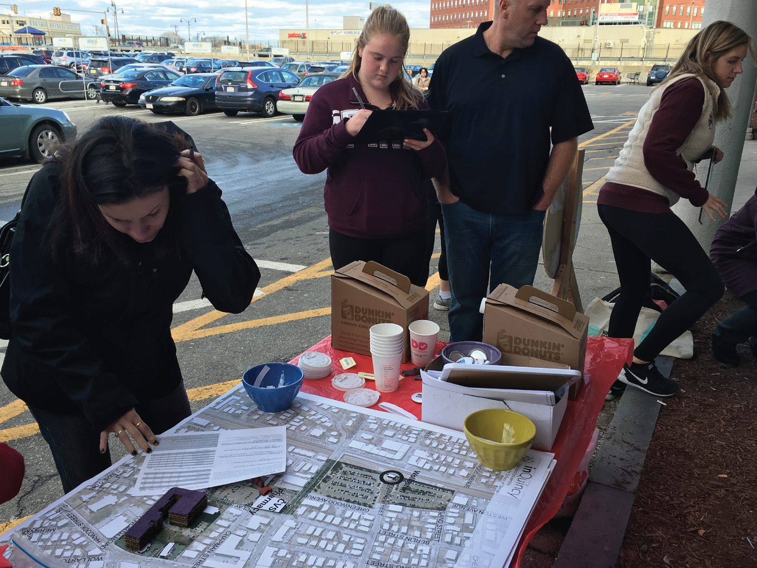 Students setting up engagement activities