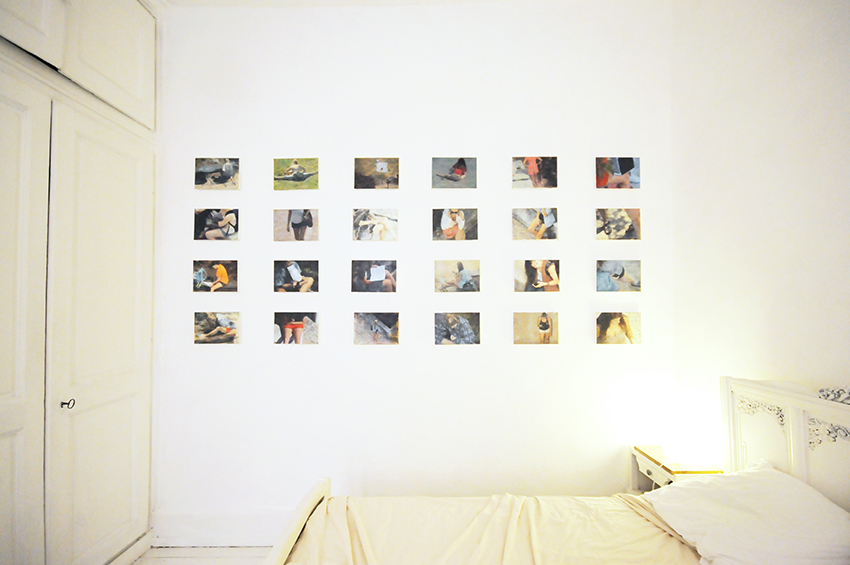 Fayette ville de 5 à 7, 2015, transfer and oil painting on canvas, varnish, series of 24 formats 27 x 19 cm