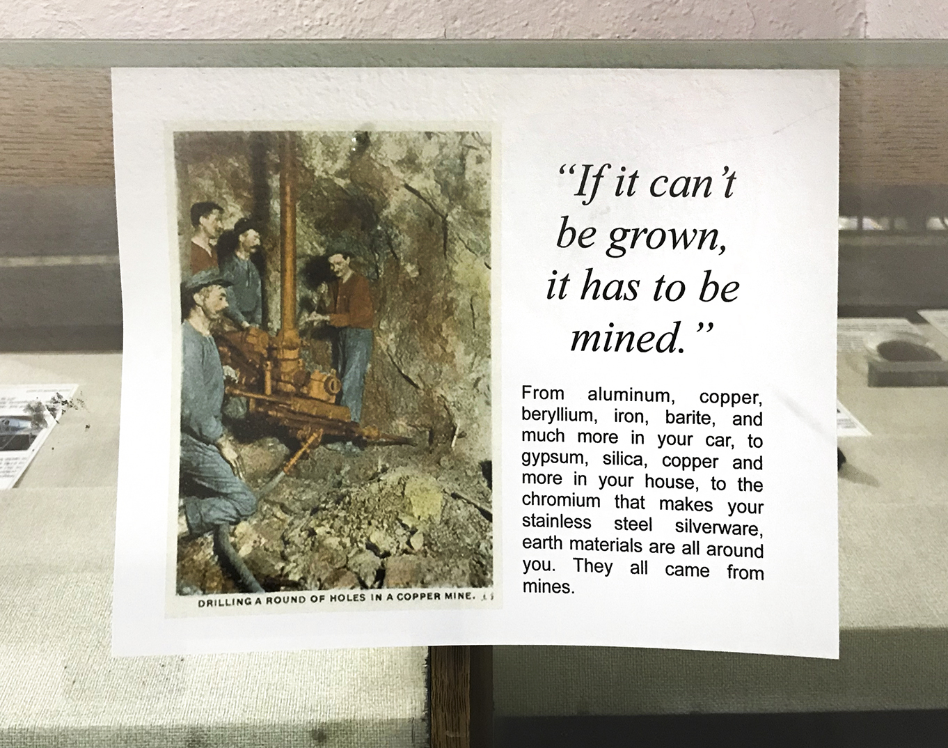 Didactic text from Mineral Museum at Montana Tech