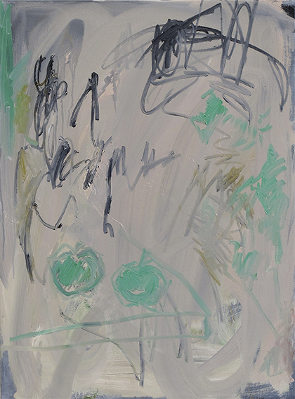 Two apples, Düsseldorf, 2015. Oil on canvas. 38,35 x 19,69 in. 