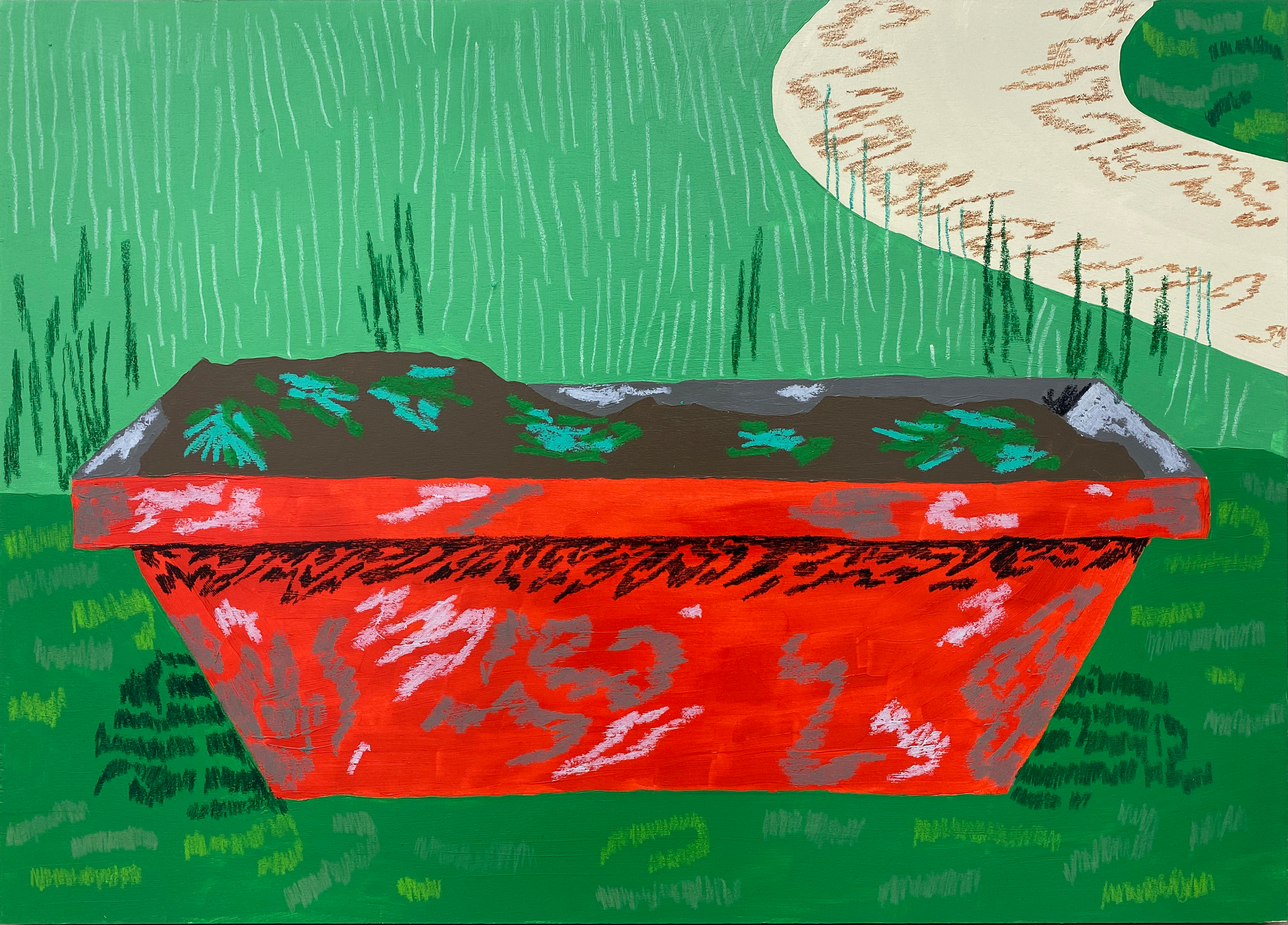 Untitled / Oil, acrylic and colored pencils on plywood / 50cm x 70cm /2022