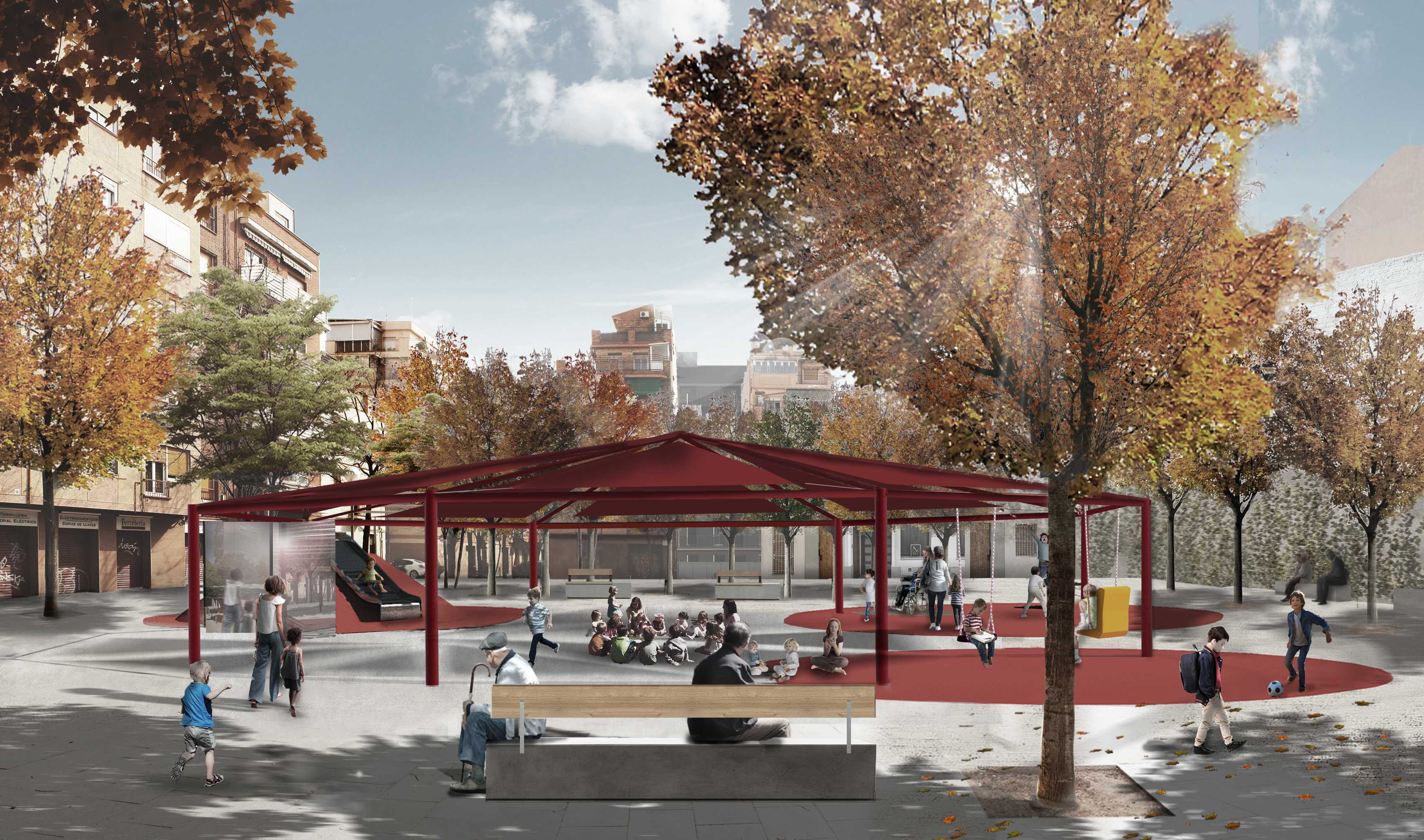 Display of playgrounds in Barcelona