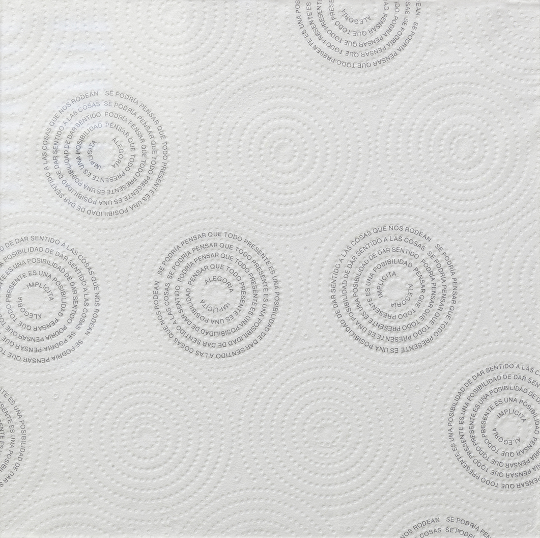 ALEGORÍA IMPLÍCITA, 2023 Impresión inkjet s/servilletas de papel absorbente 20,5x20,5 cm.