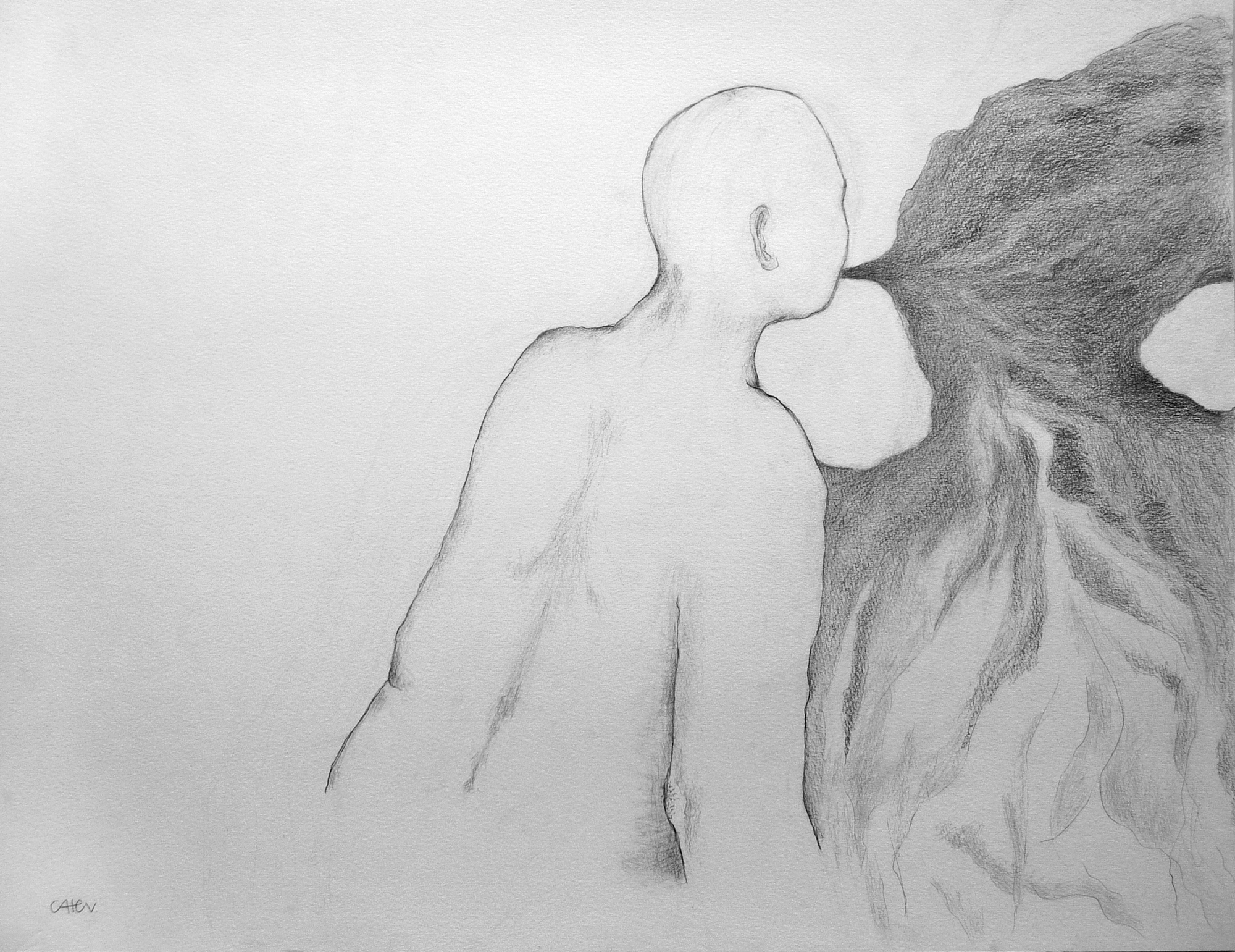 potlood op papier, 50 x 65 cm