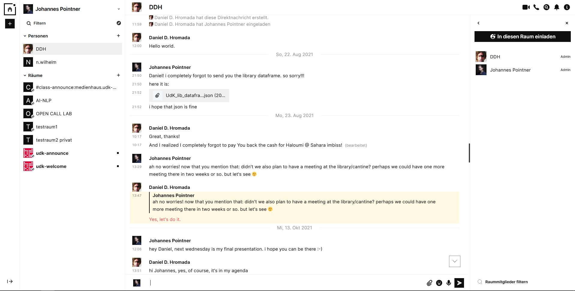Screenshot of the social media platform of UdK .