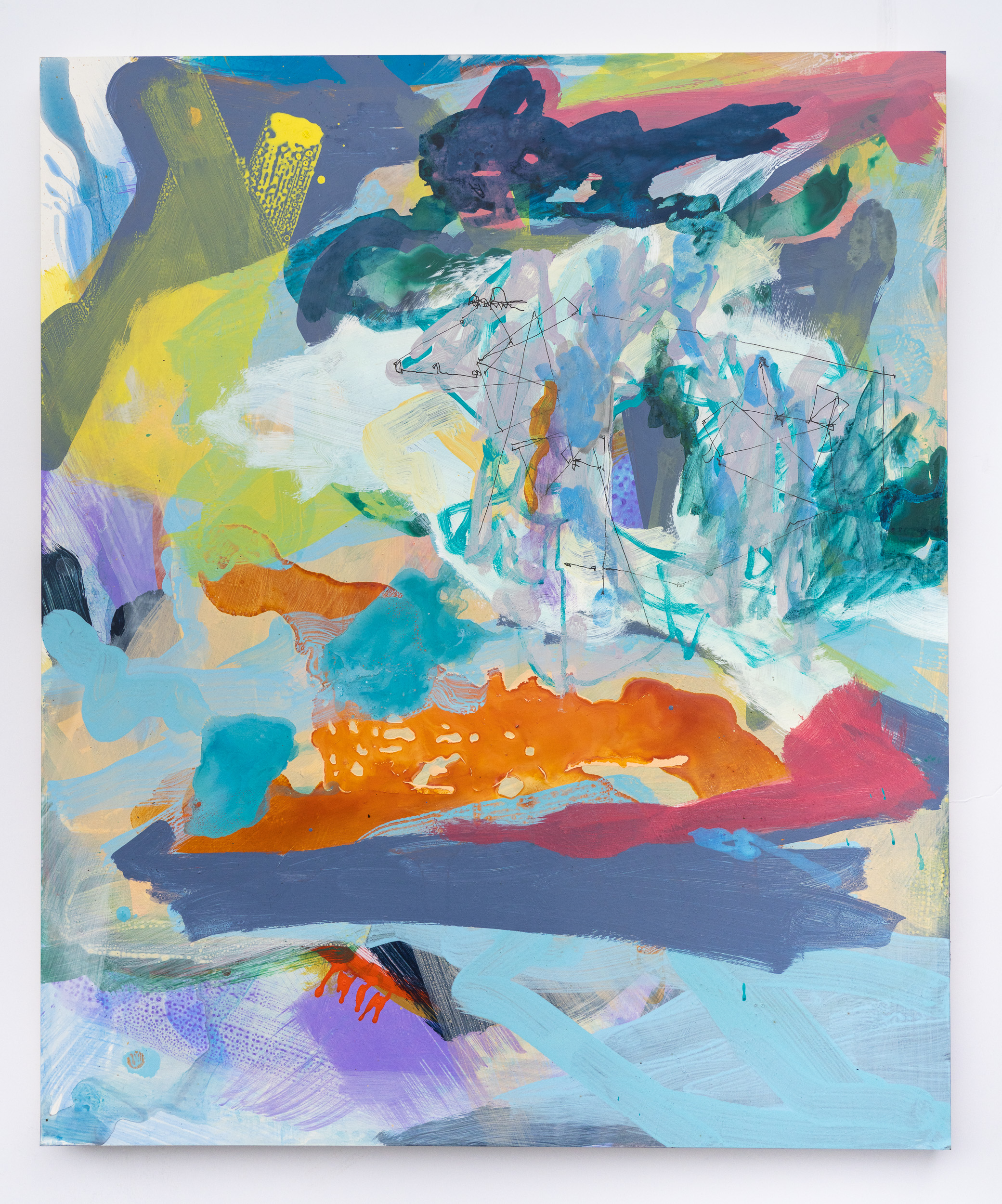 2022, acrylic and ink on panel, 36 x 30 inches