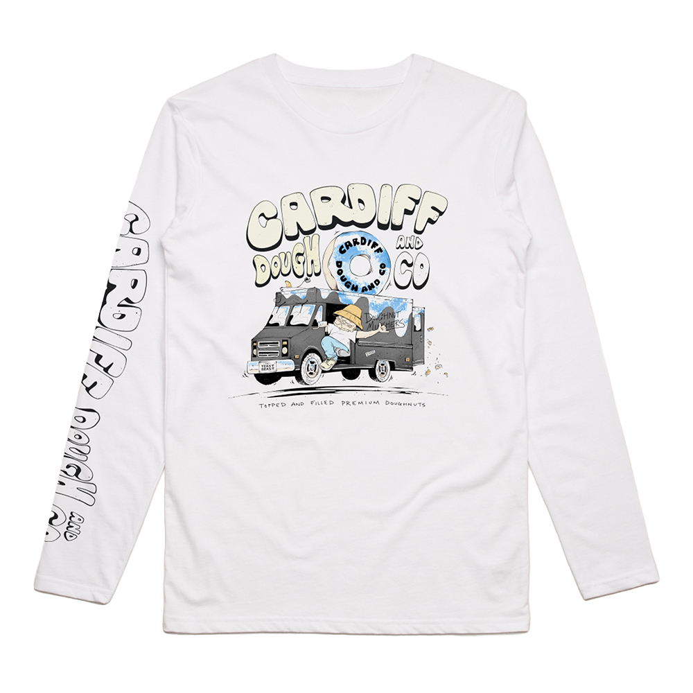 DOUGH AND COIllustrated company van on a screen-printed Longsleeve.