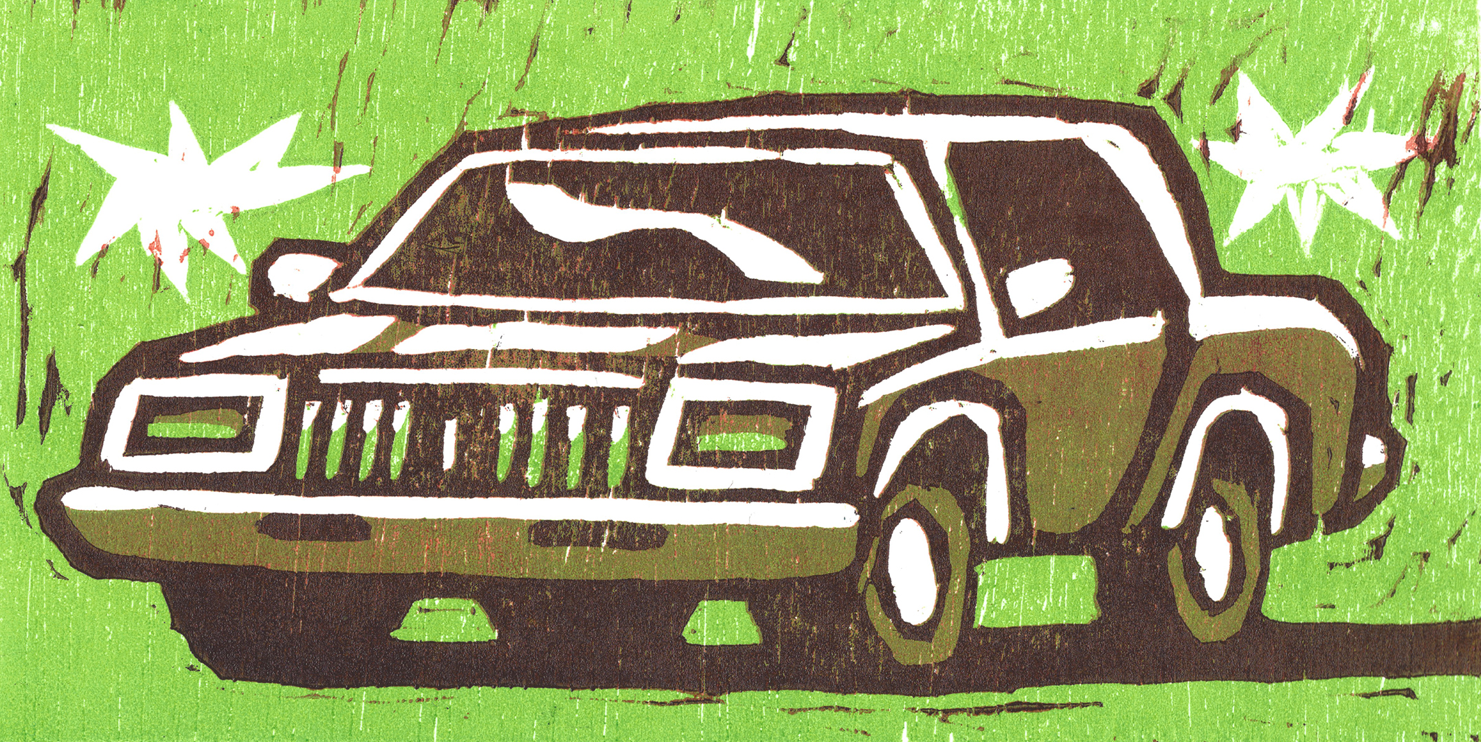 Classic, three-layer reduction woodcut