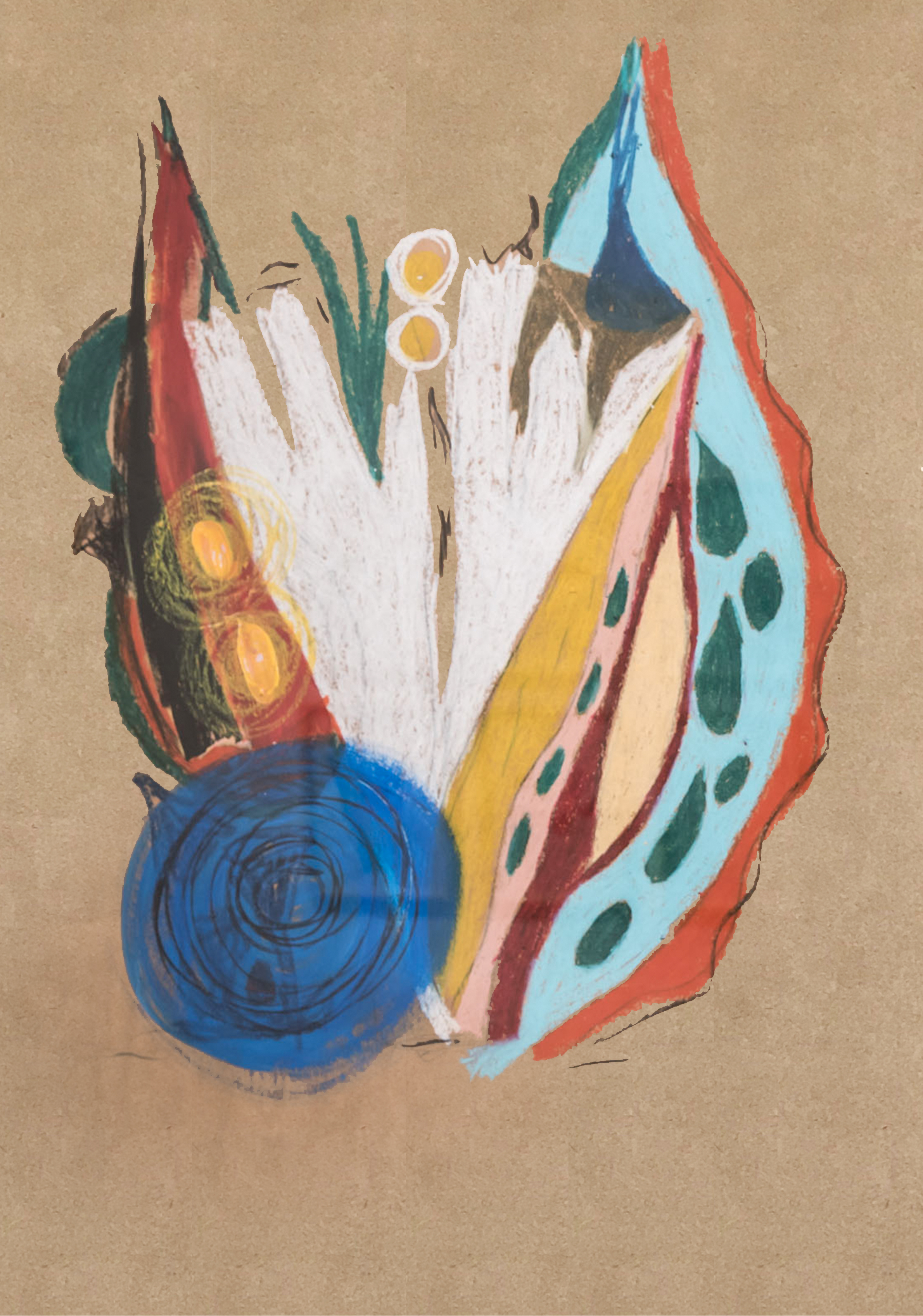 Naturephilosophie V - Charcoal, Watercolor, Gouache, Oil Pastels, Ink and Pencil on Paper 70 x 100 cm
