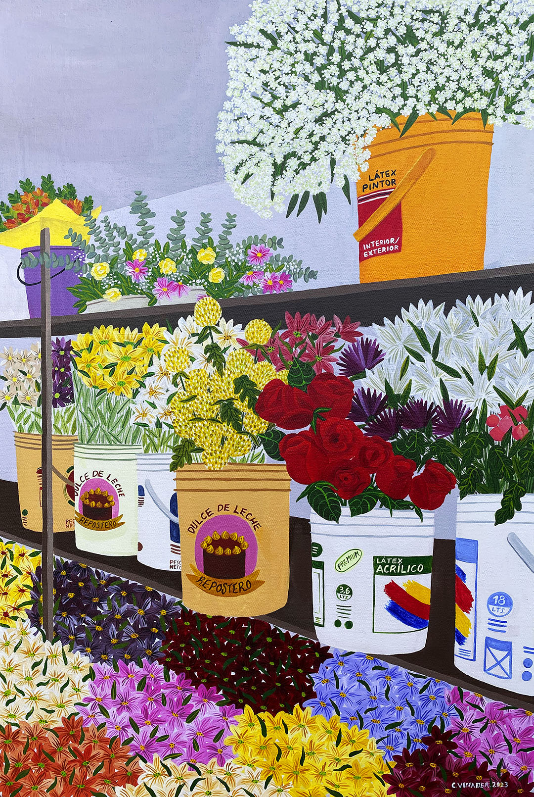 Depósito de flores - Acrílico sobre lienzo, 40 x 60 cm. 2023