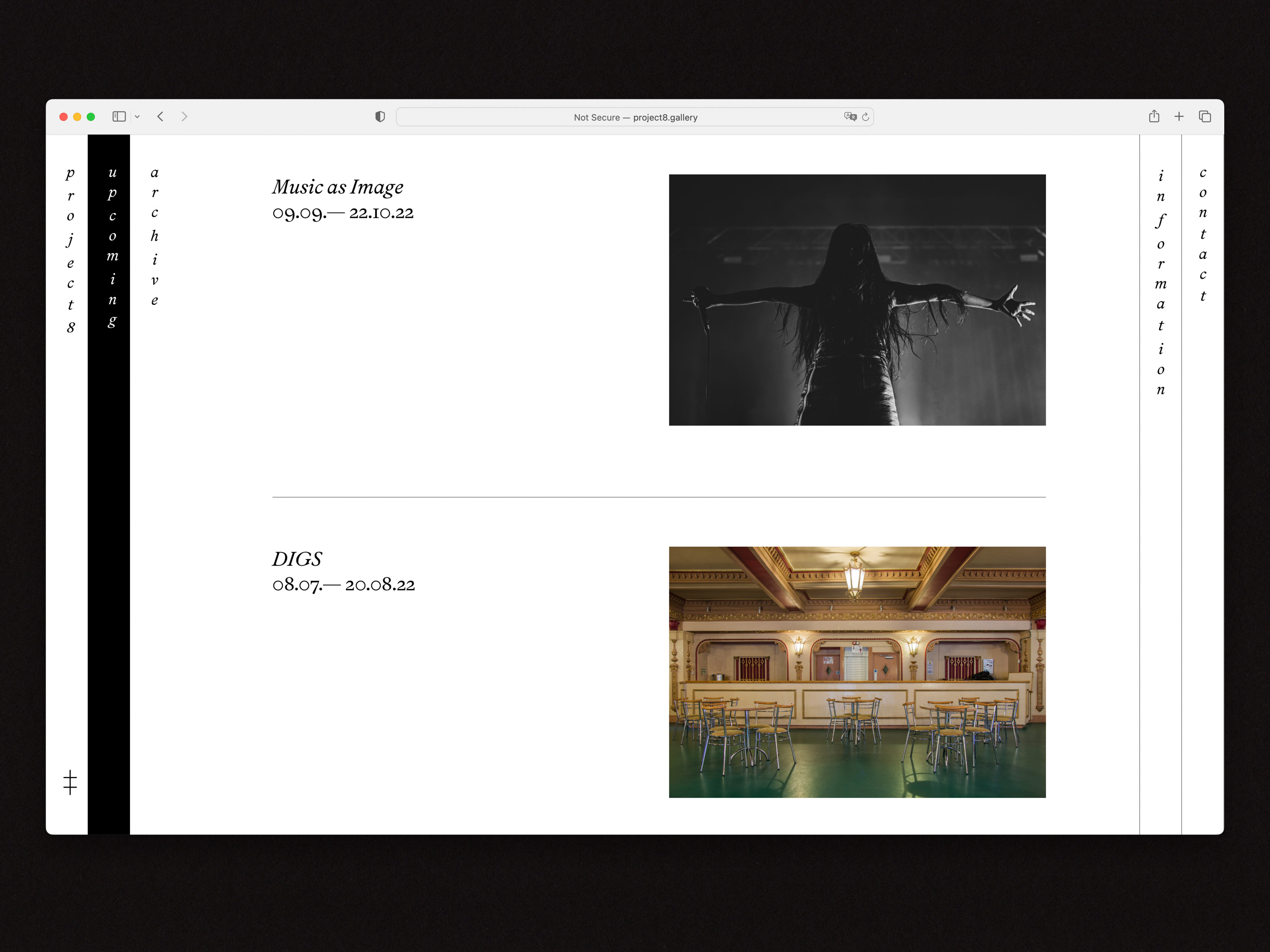 Visual Identity and website for Project 8 Gallery, 2022. 