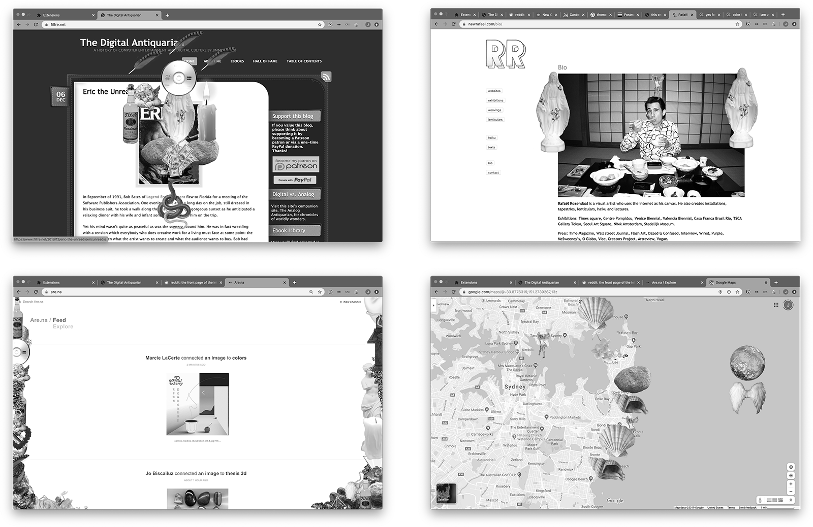Chrome Extension early prototype, in-use screenshots (2020)