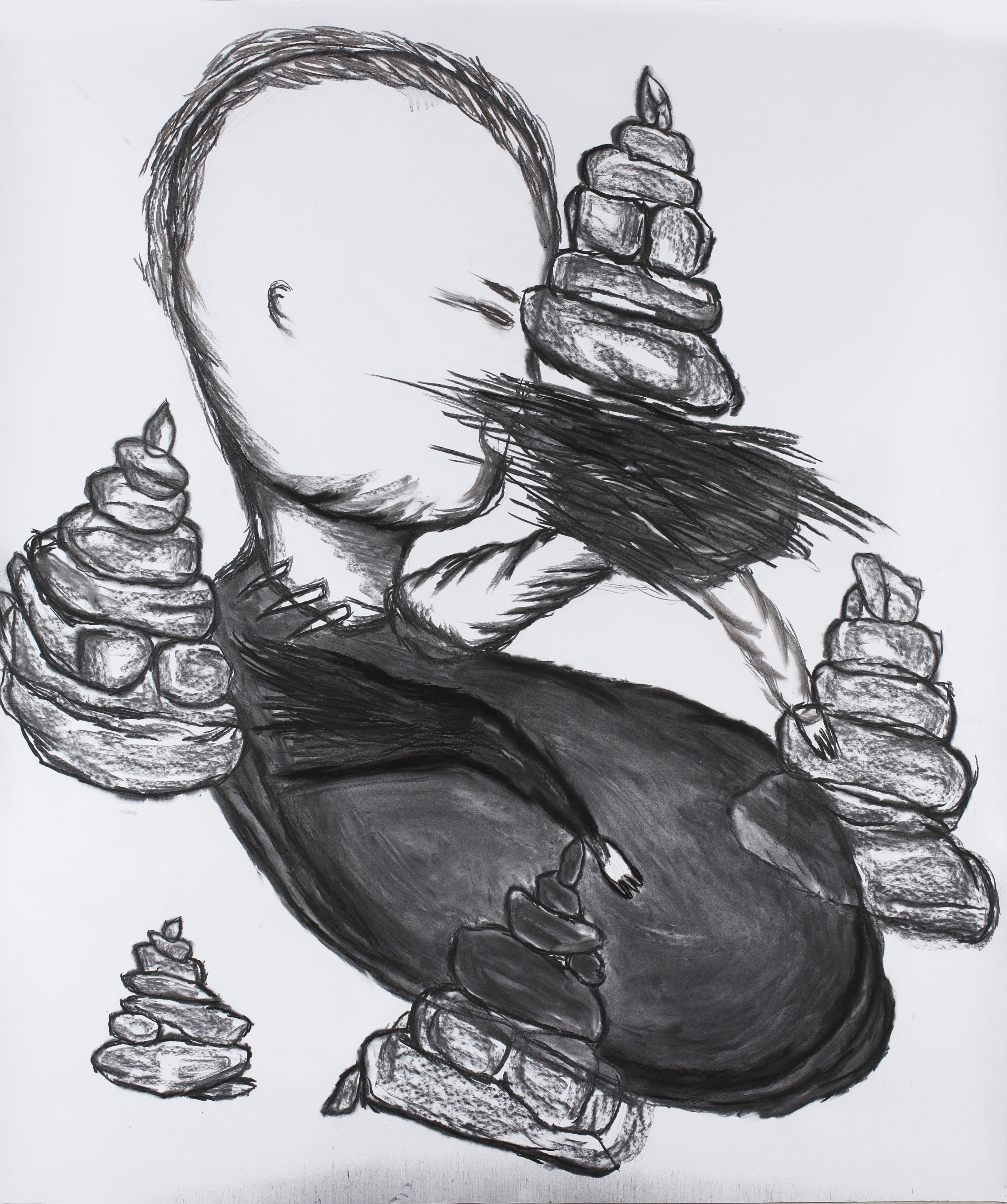 소원탑, 믿음과 소망 Wish tower, faith&hope_charcoal on paper_150x130cm_2016