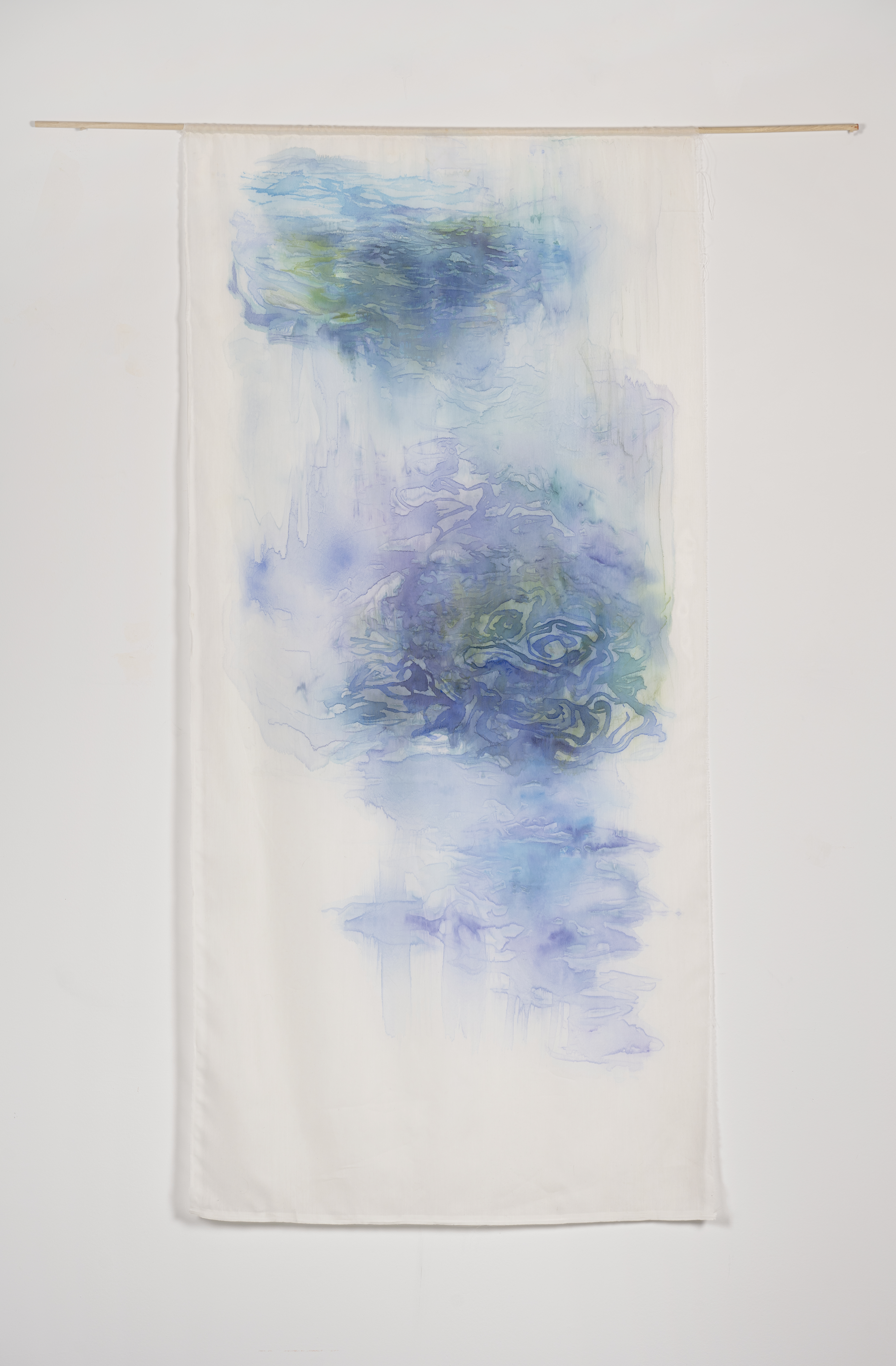 Flow, 2024, Textile ink and watercolor on silk, 64x36in